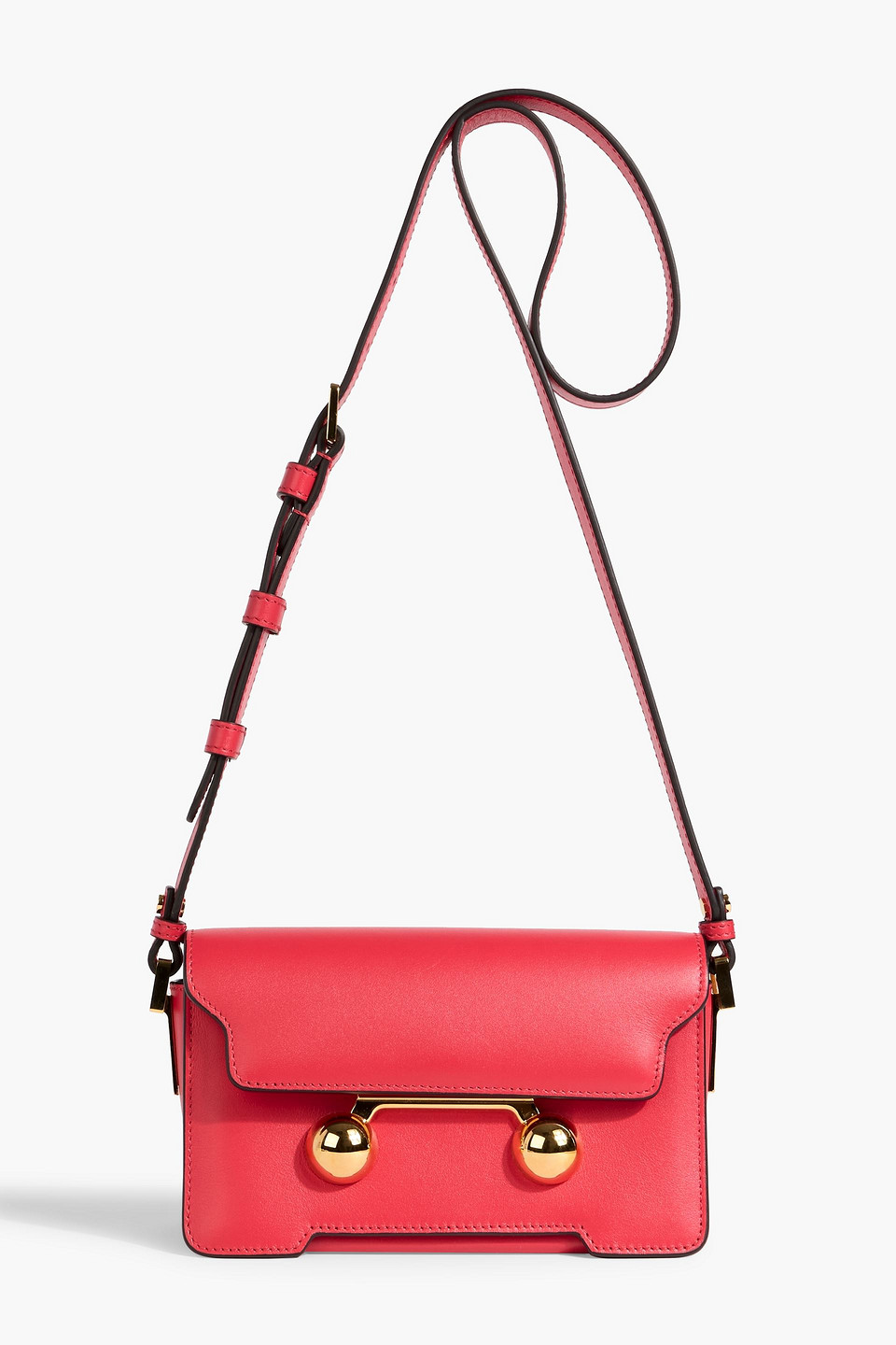 Marni Trunkaroo Mini Leather Shoulder Bag In Red