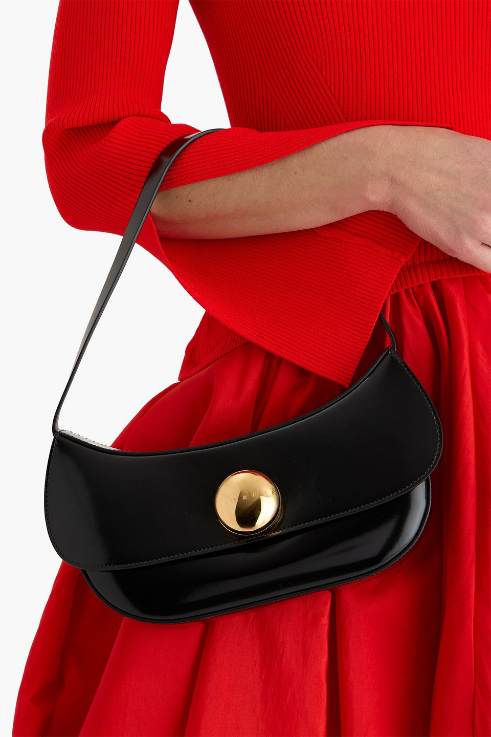Marni Butterfly Leather Shoulder Bag In Black