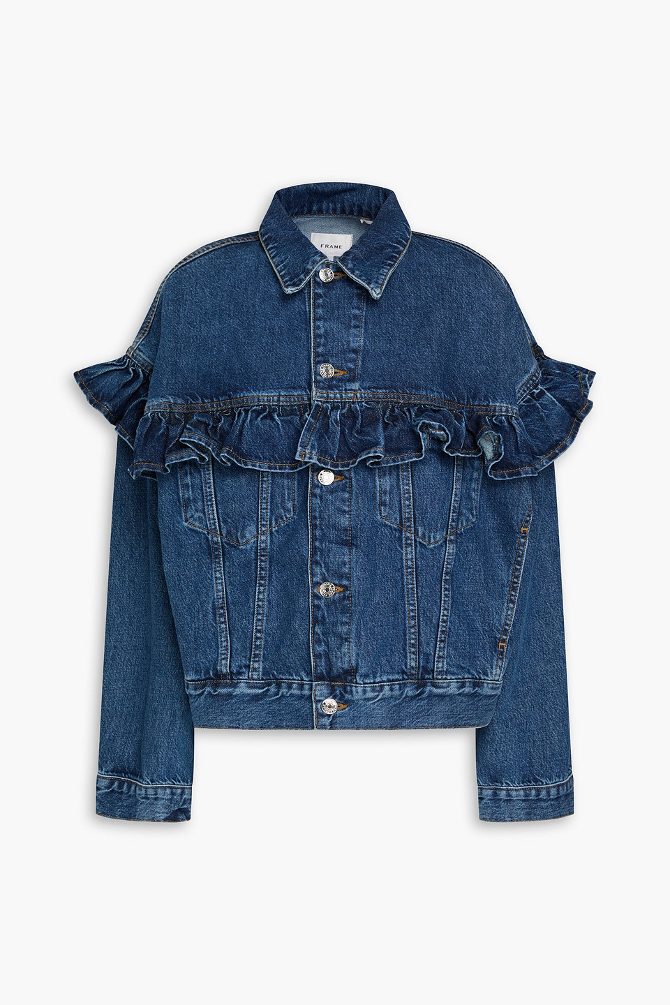 Frame The Ruffle Jacket Twisted In Blue