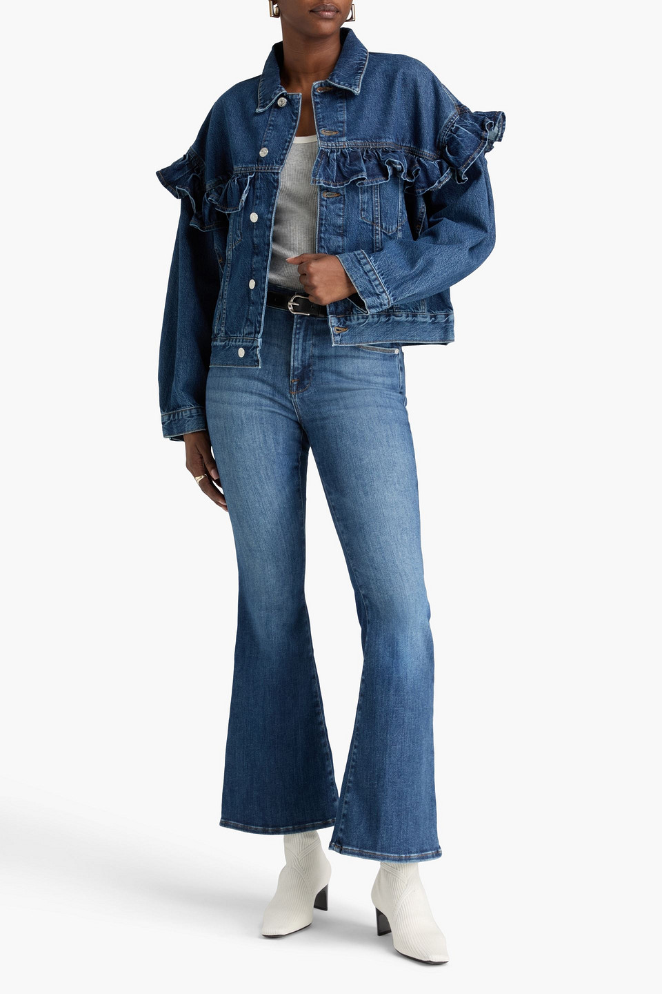 Frame The Ruffle Jacket Twisted In Blue