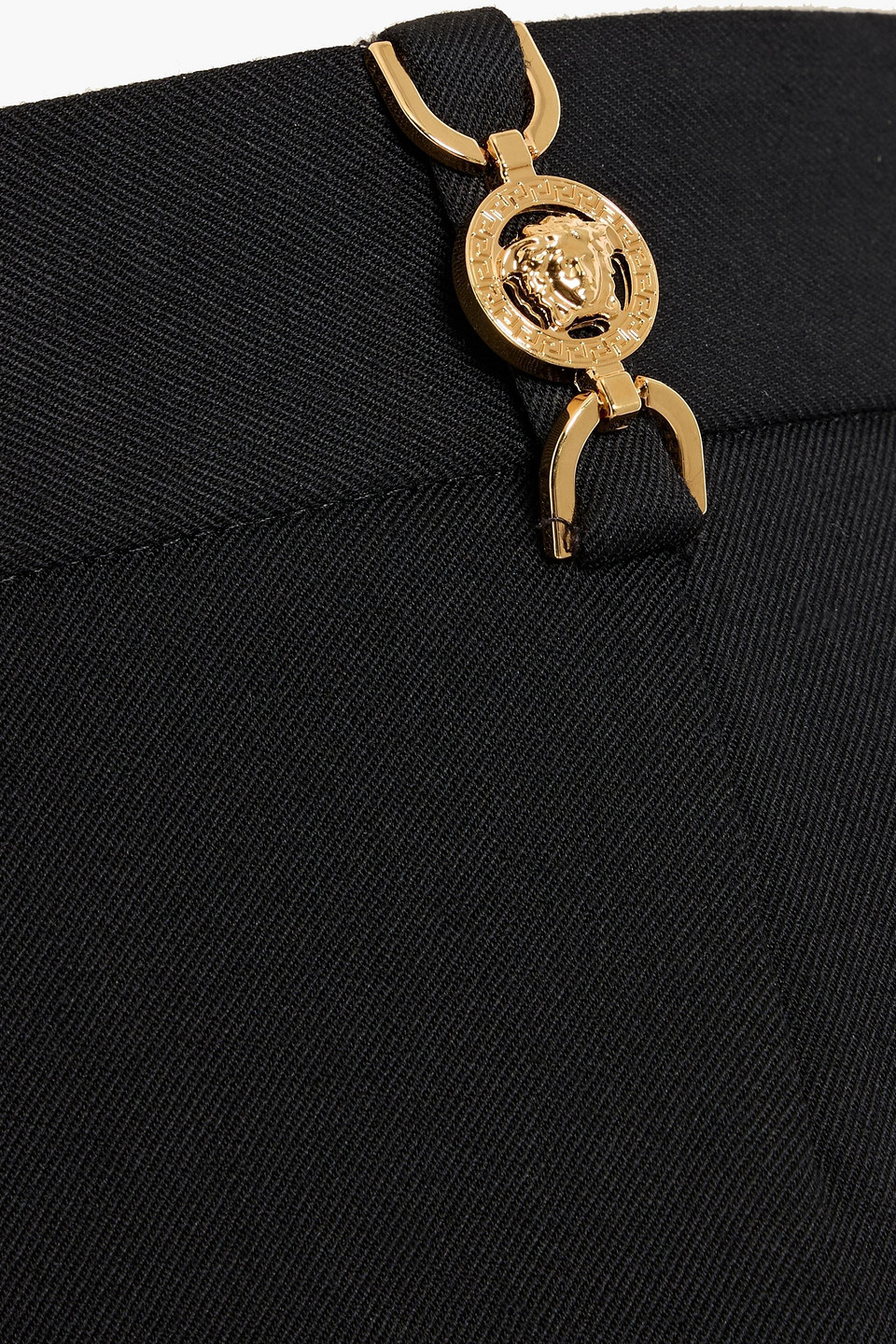 Versace Wool-blend Twill Flared Pants In Black