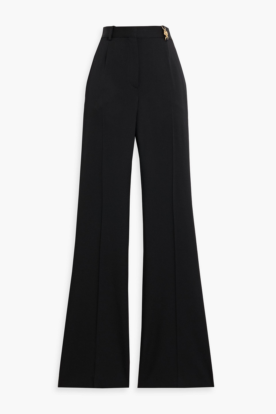 Versace Wool-blend Twill Flared Pants In Black