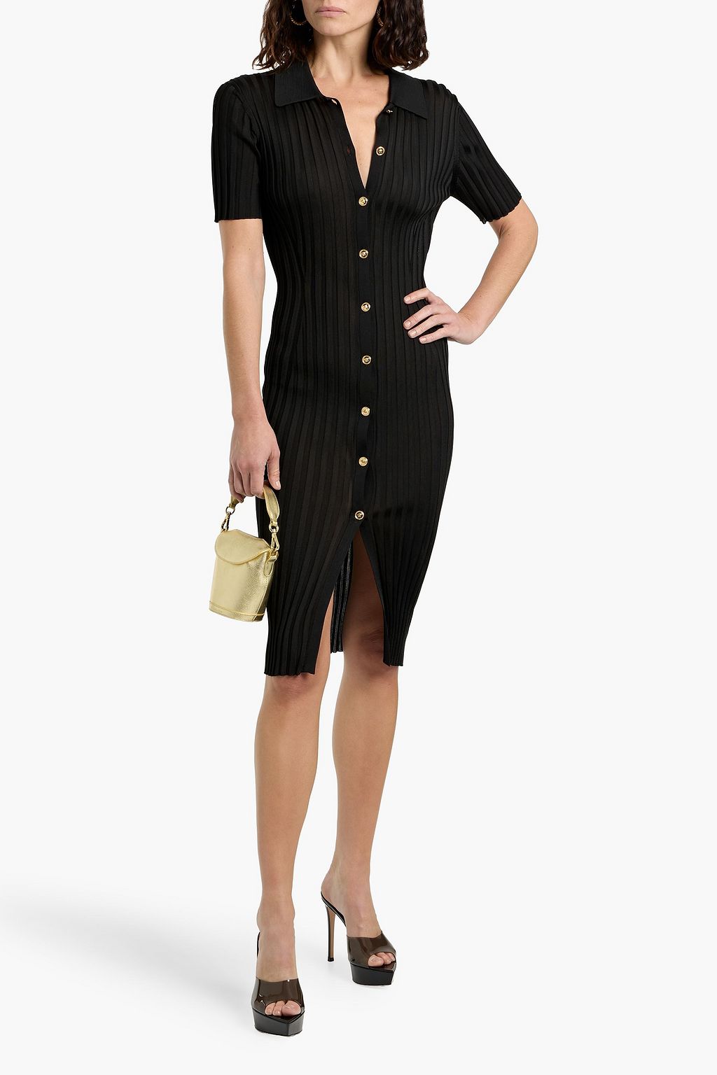 VERSACE Ribbed-knit dress