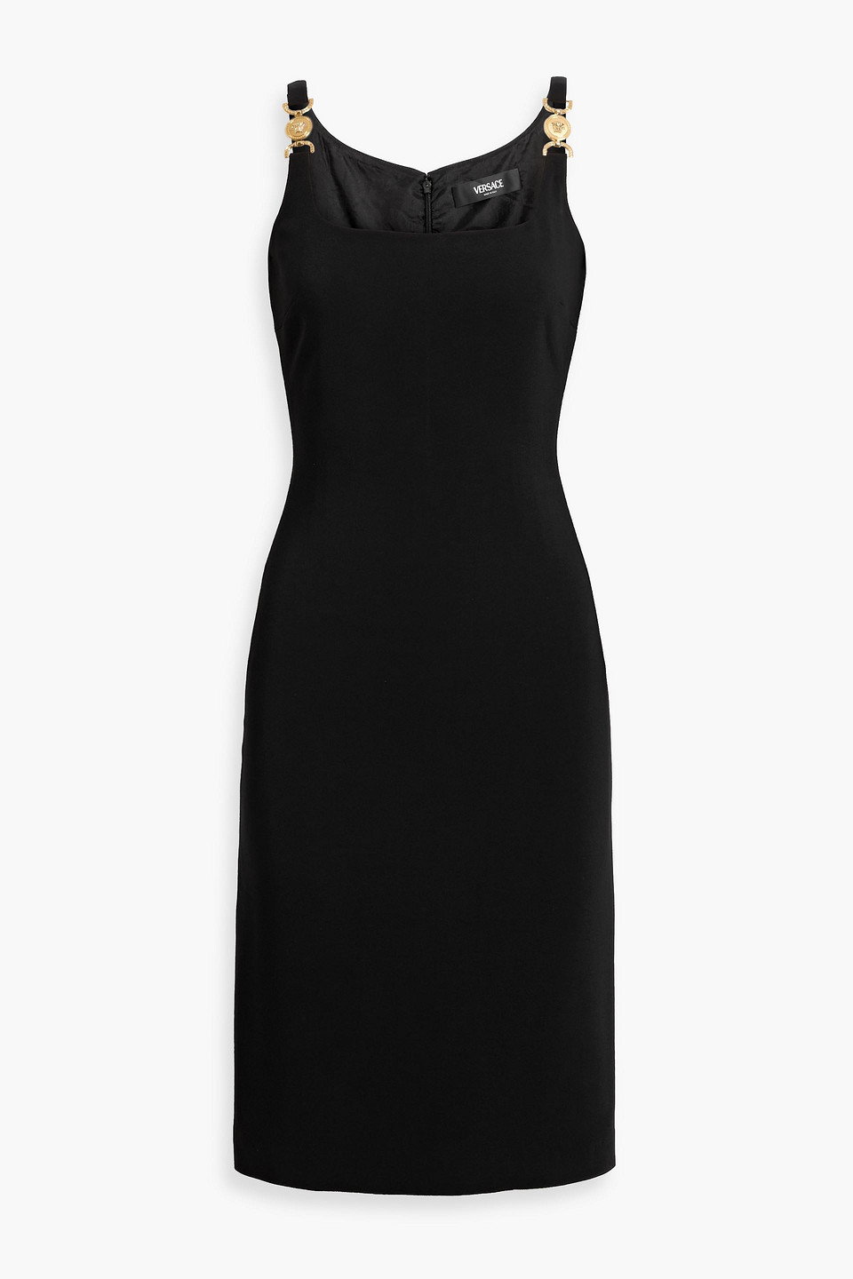 Versace Embellished Crepe Dress In Black