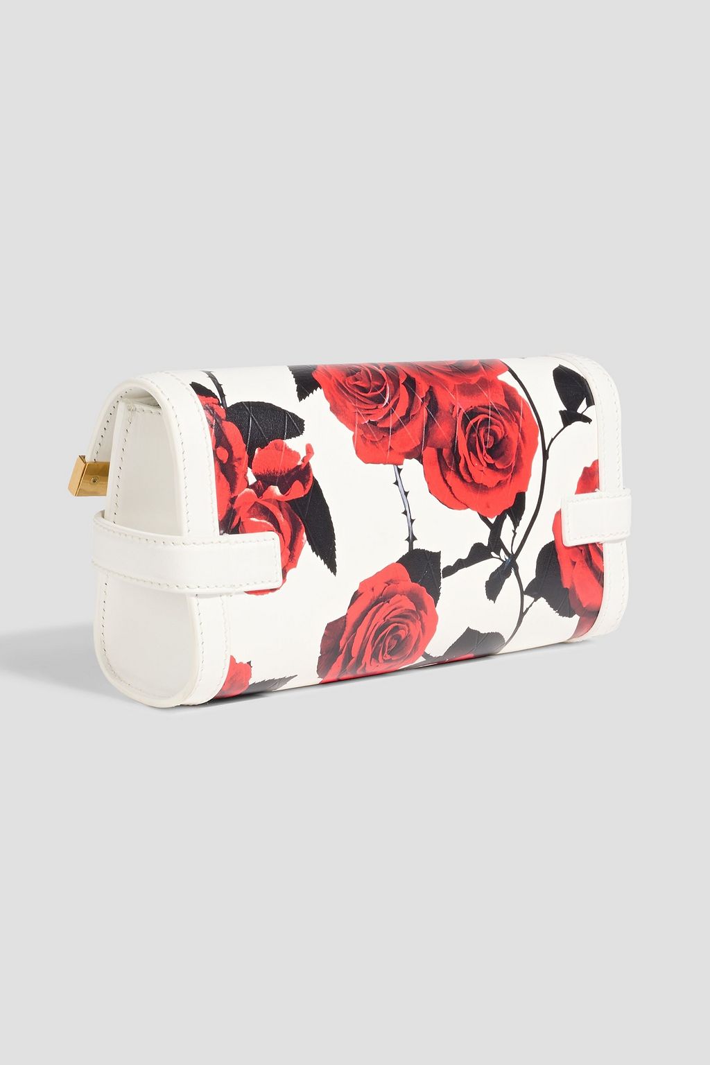 BALMAIN Embossed floral-print leather clutch