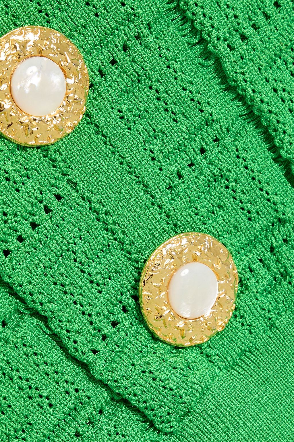 BALMAIN Embellished pointelle-knit sweater