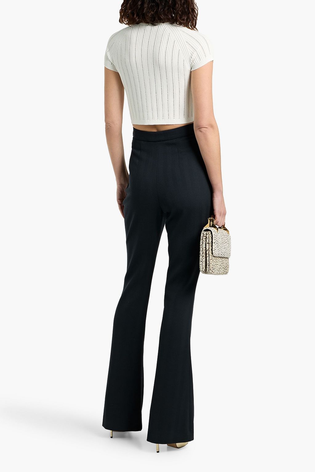 BALMAIN Herringbone wool flared pants