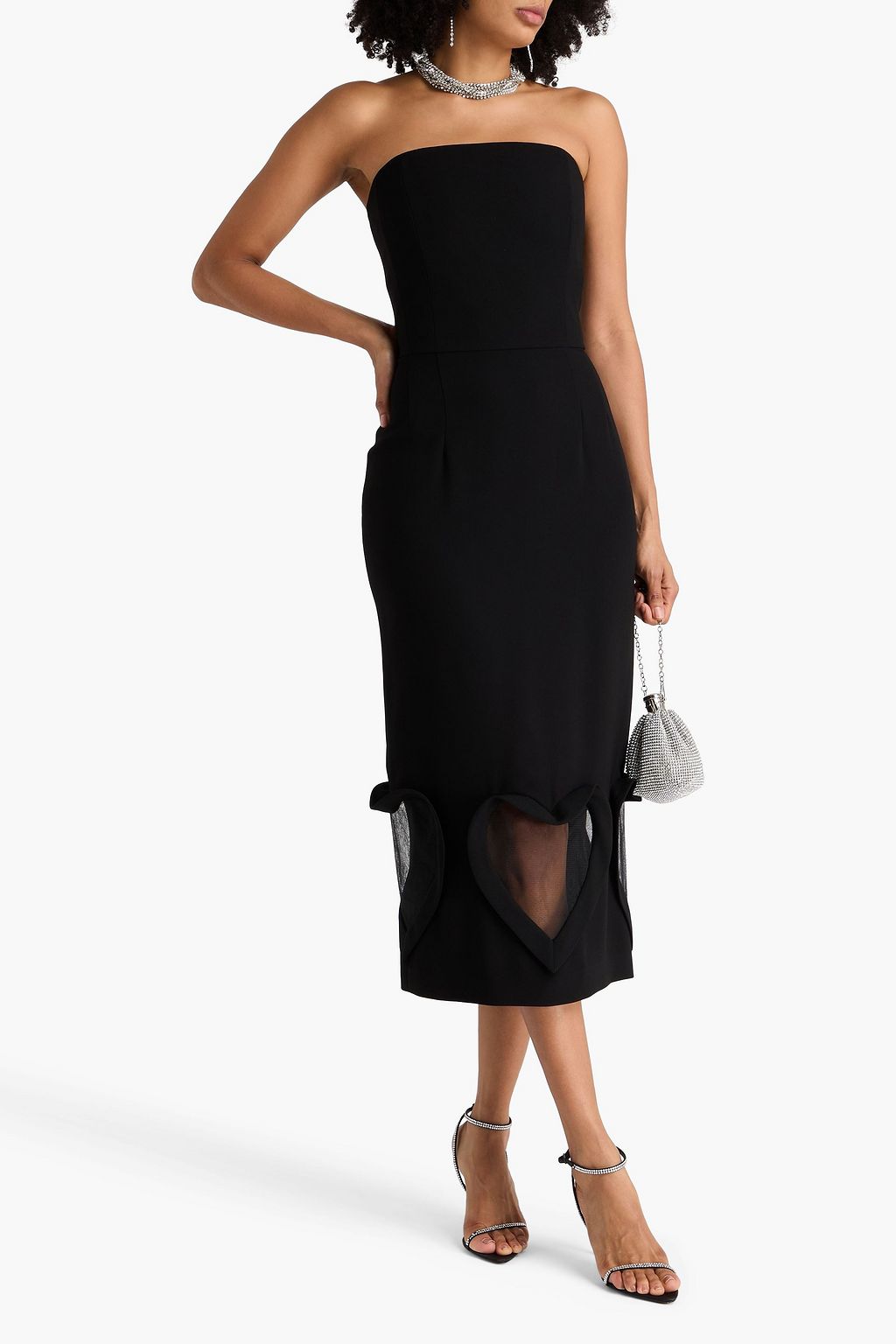 ZUHAIR MURAD Stapless tulle-trimmed crepe midi dress