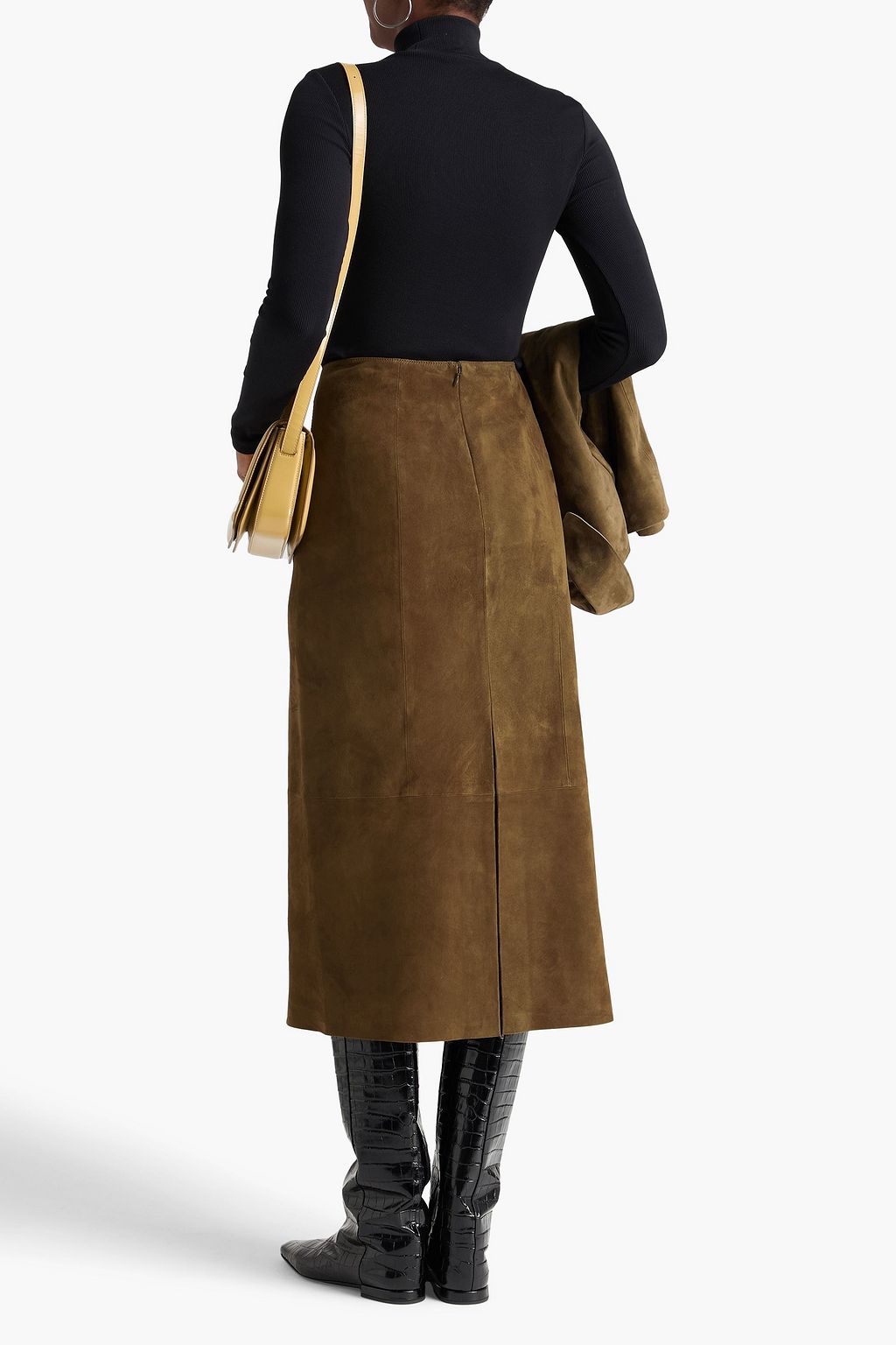 VINCE. Suede midi skirt