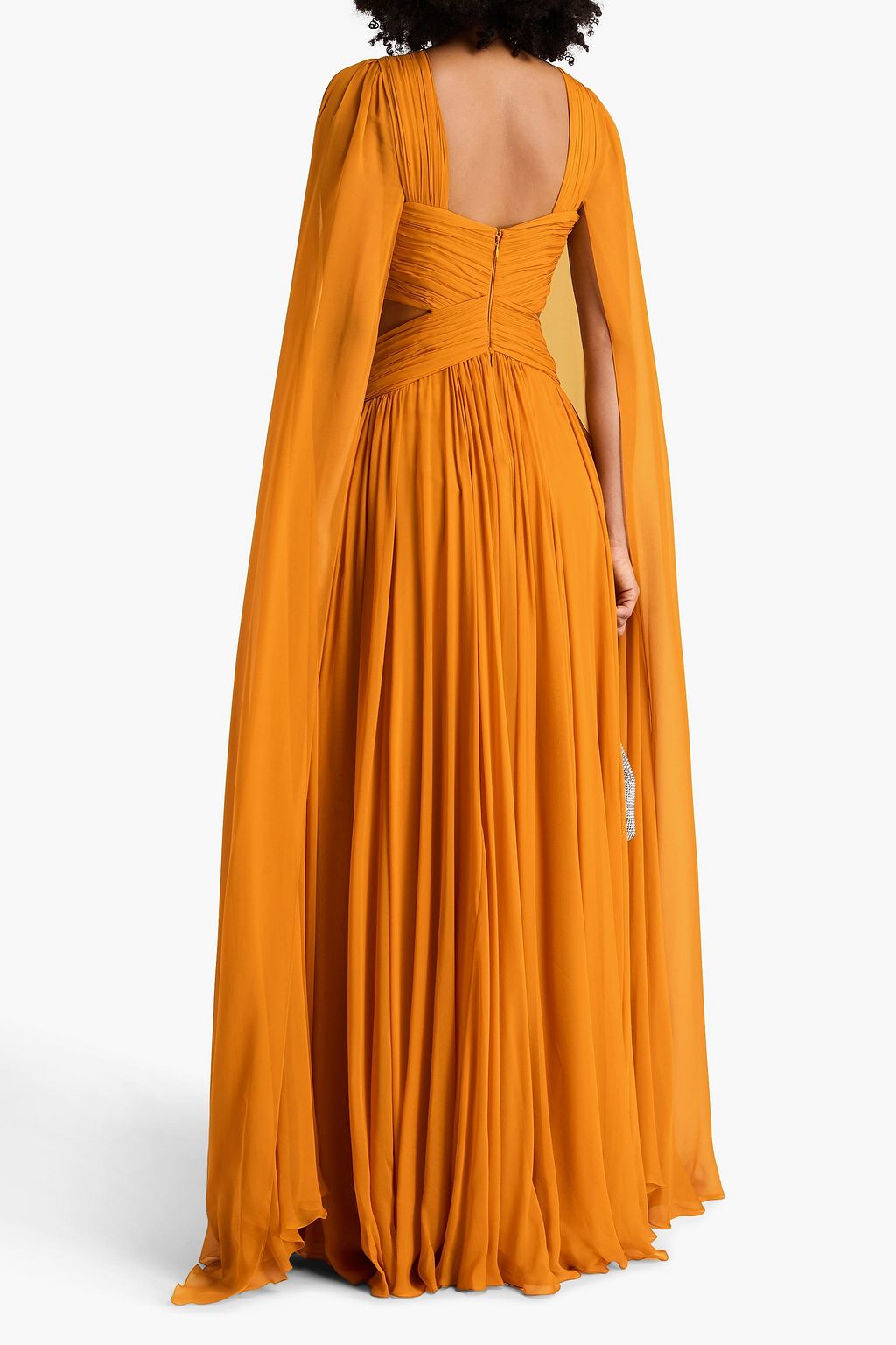 ZUHAIR MURAD Cutout pleated silk-voile gown