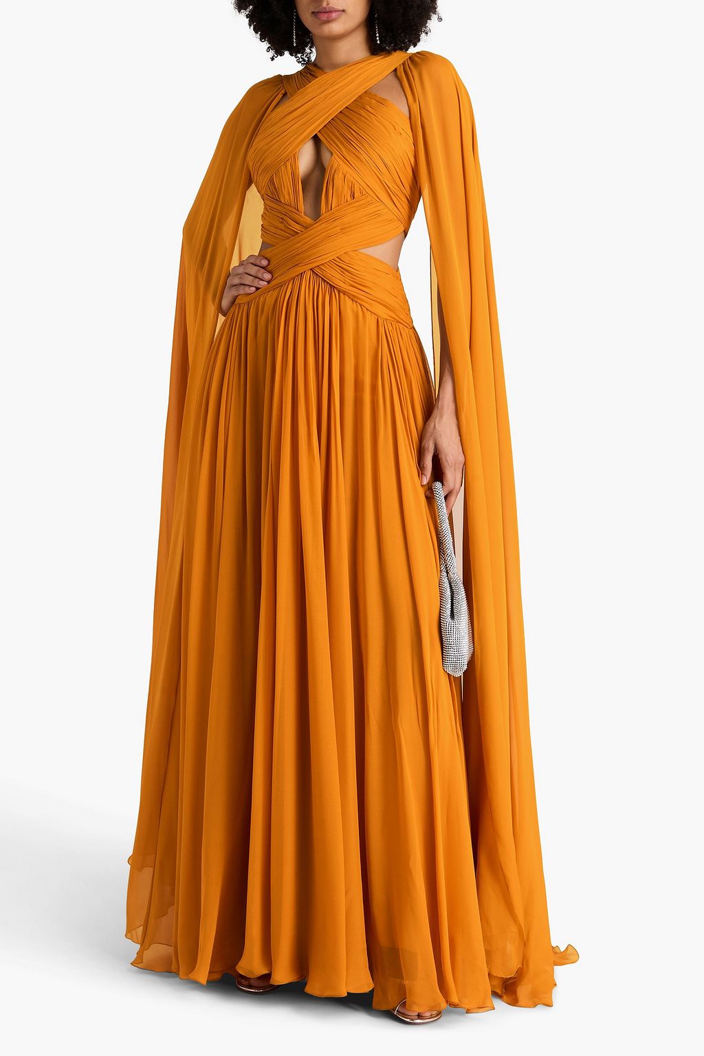 ZUHAIR MURAD Cutout pleated silk-voile gown