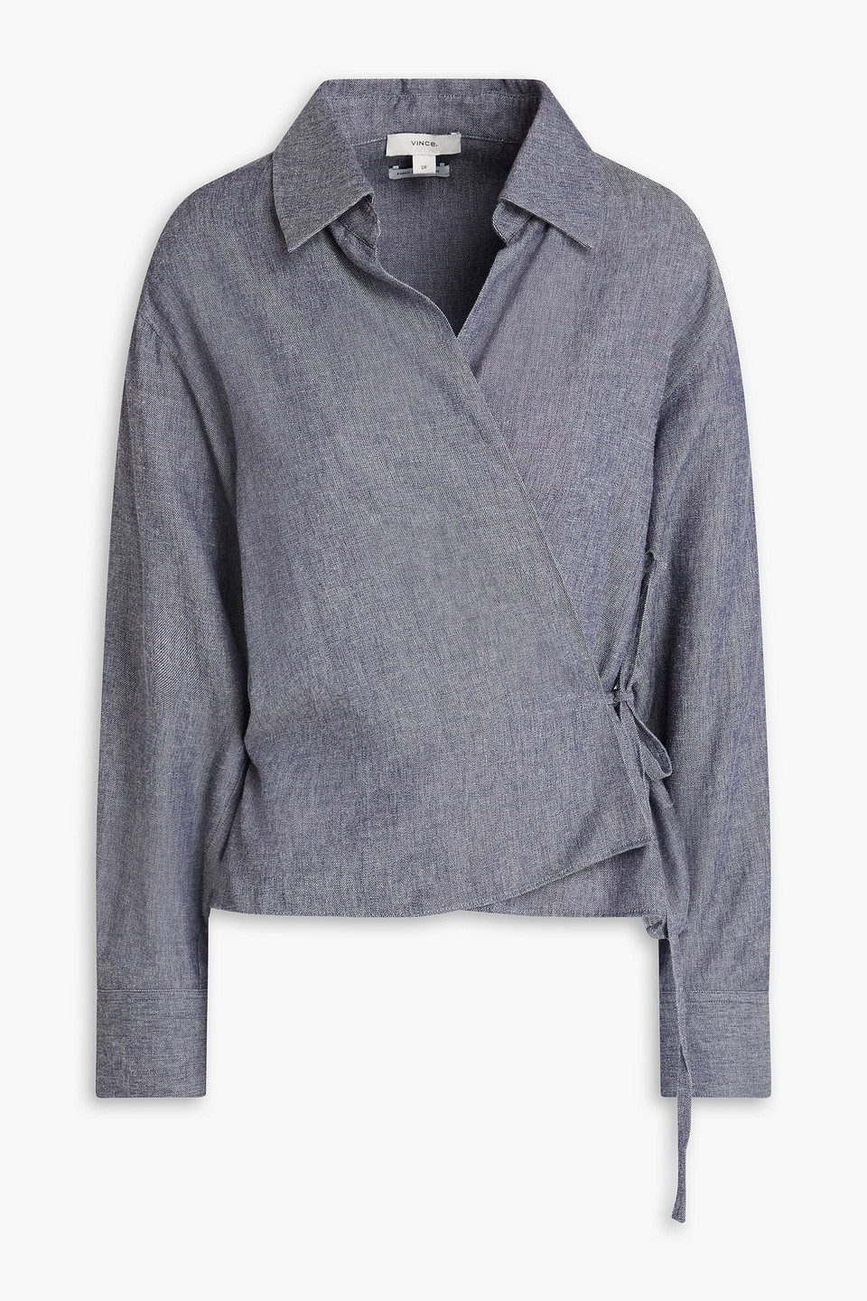 vince. - chambray wrap top - blue - s