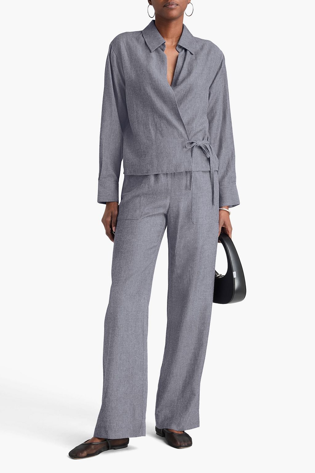 VINCE. Chambray wrap top