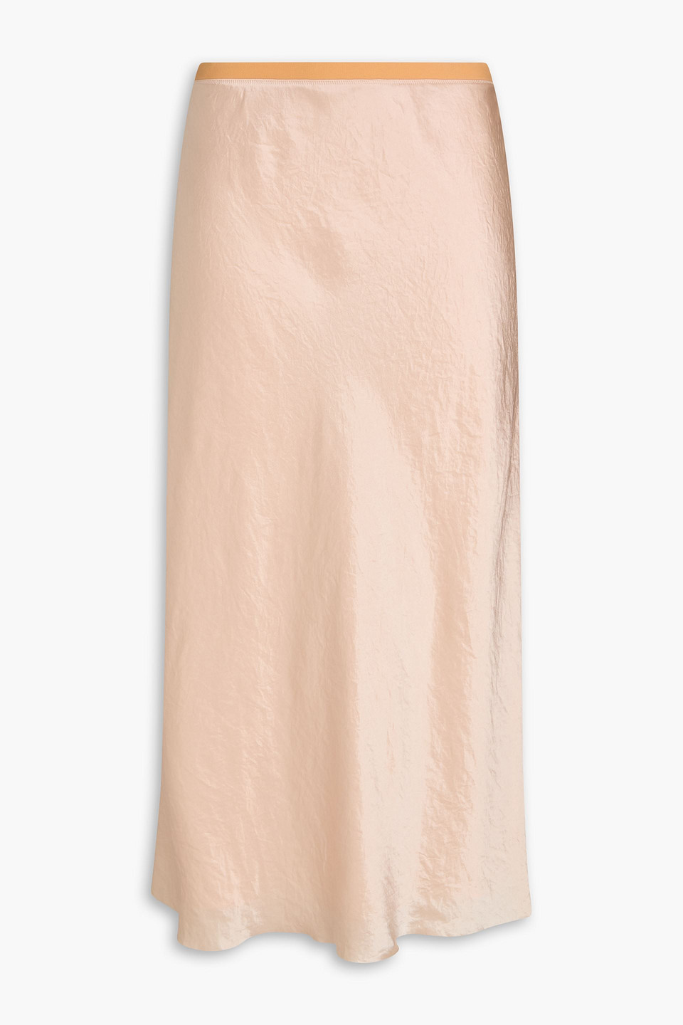 Vince Crinkled-satin Midi Skirt In Neutral