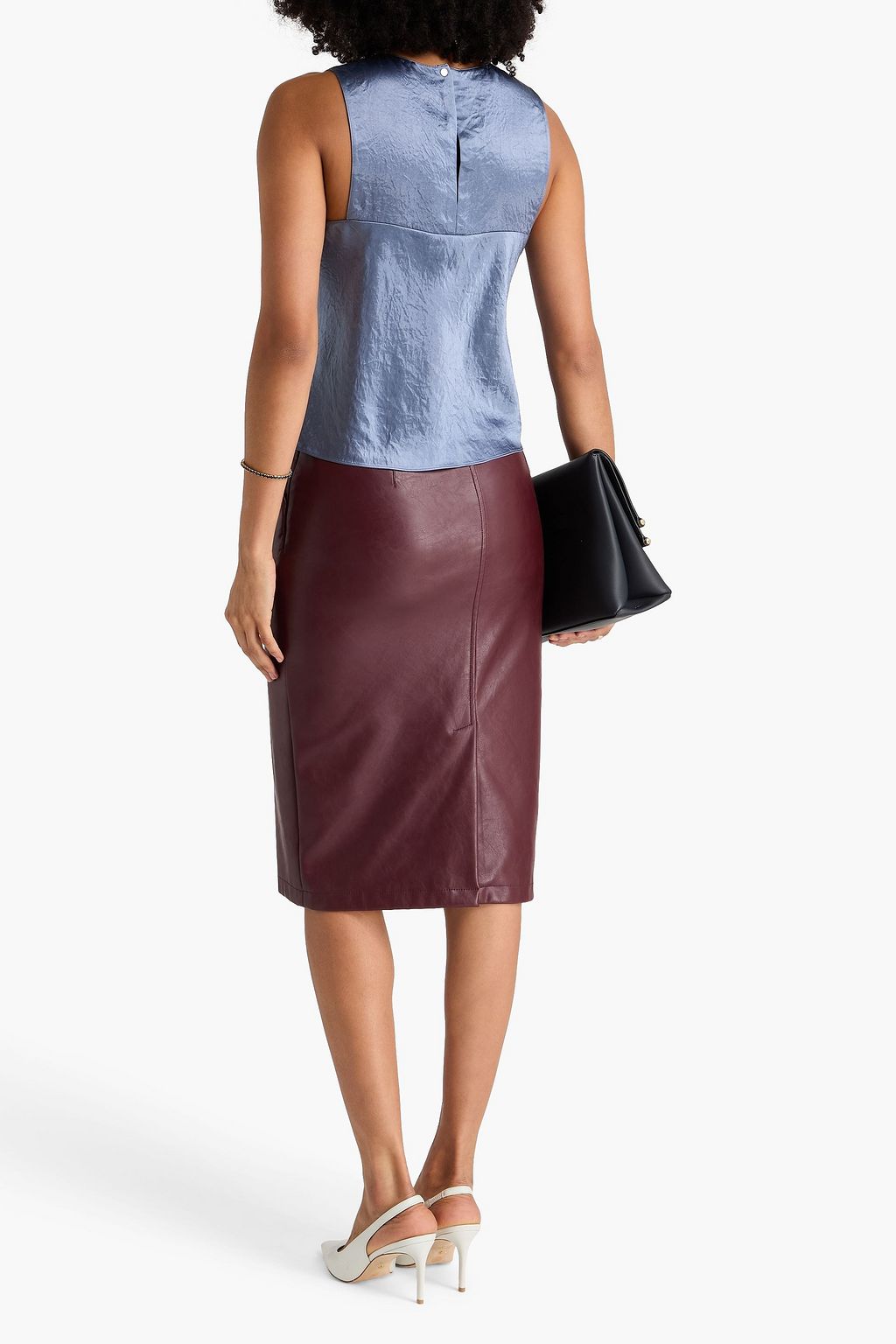 VINCE. Crinkled-satin top