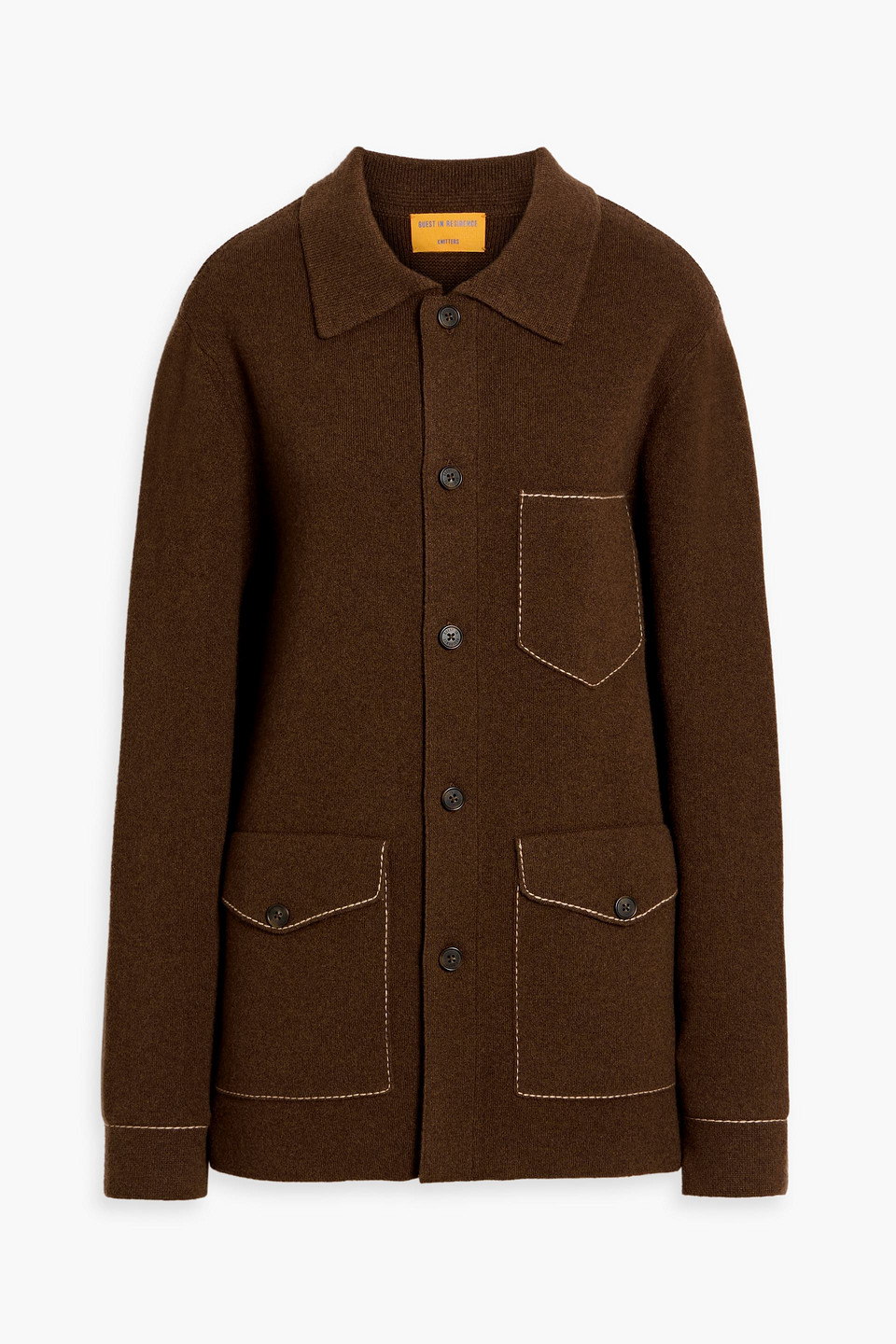 Guest In Residence Industry Oversized Topstitched Cashmere Jacket In Brown