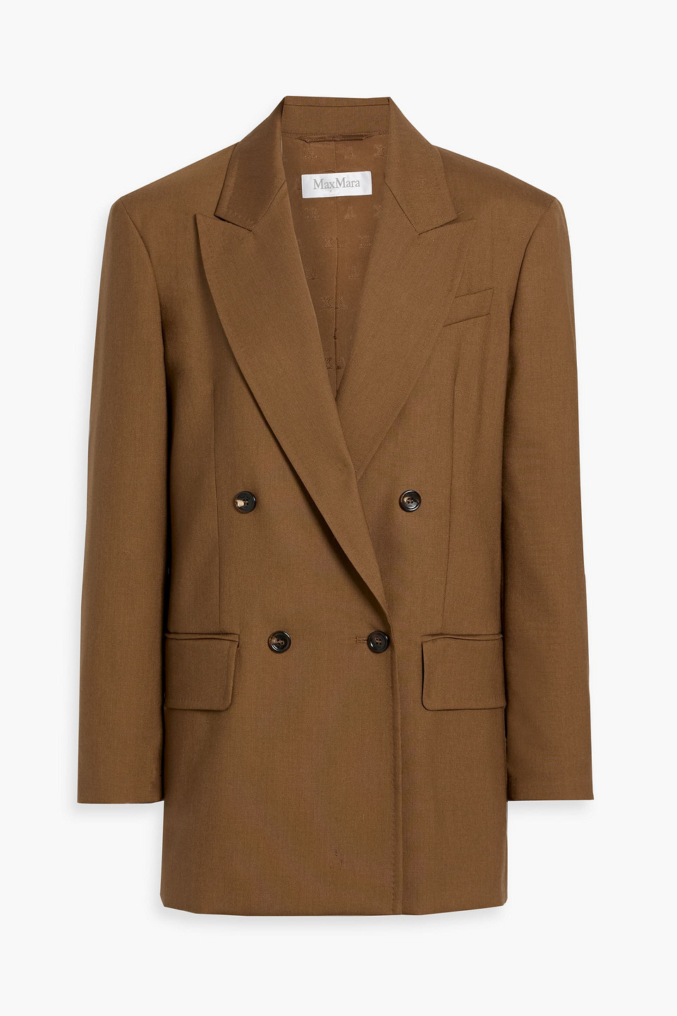 Max Mara Palanca Double-breasted Wool, Mohair And Silk-blend Blazer In Brown