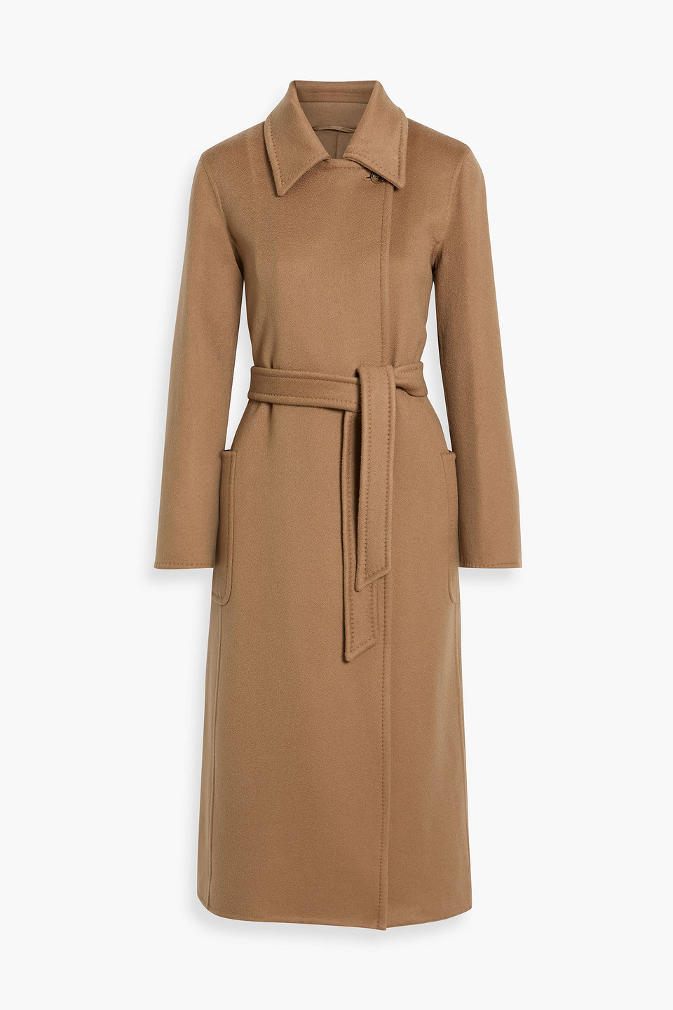 Max Mara Artur Belted Cashmere-felt Coat In Brown