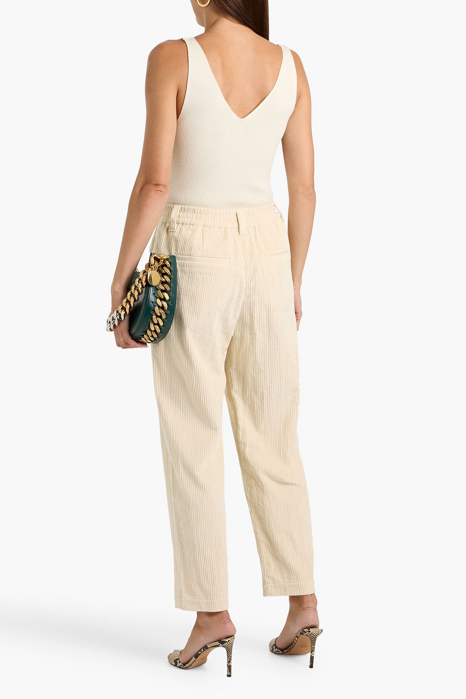 Brunello Cucinelli Pleated Cotton-blend Corduroy Straight-leg Pants In White