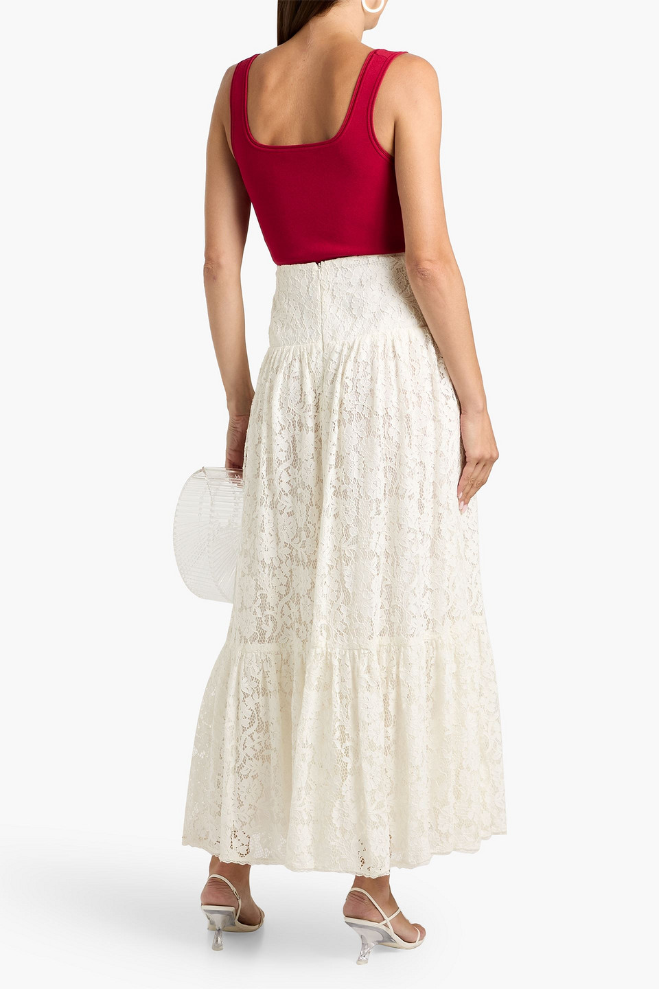 Zimmermann Awaken Lace Crochet Midi Skirt In Cream In White
