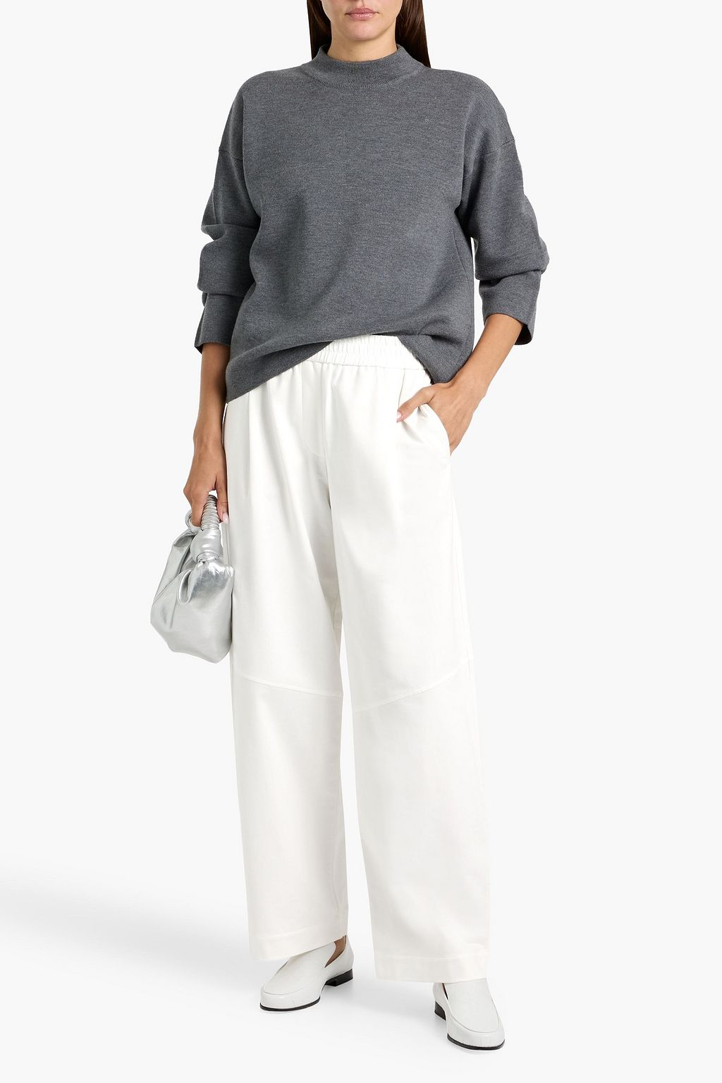 BRUNELLO CUCINELLI Cotton-blend jersey wide-leg pants