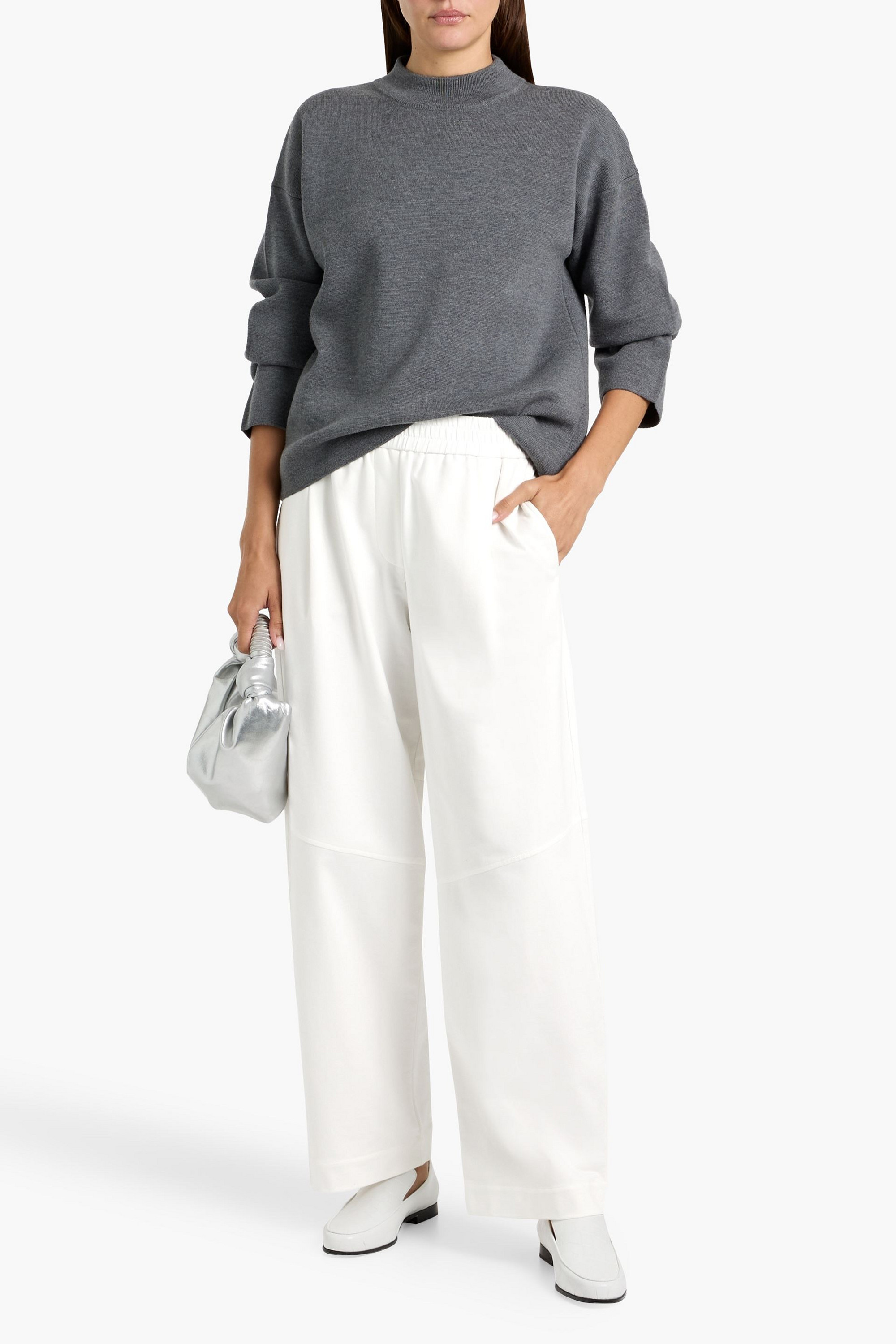 Brunello Cucinelli Cotton-blend jersey wide-leg pants