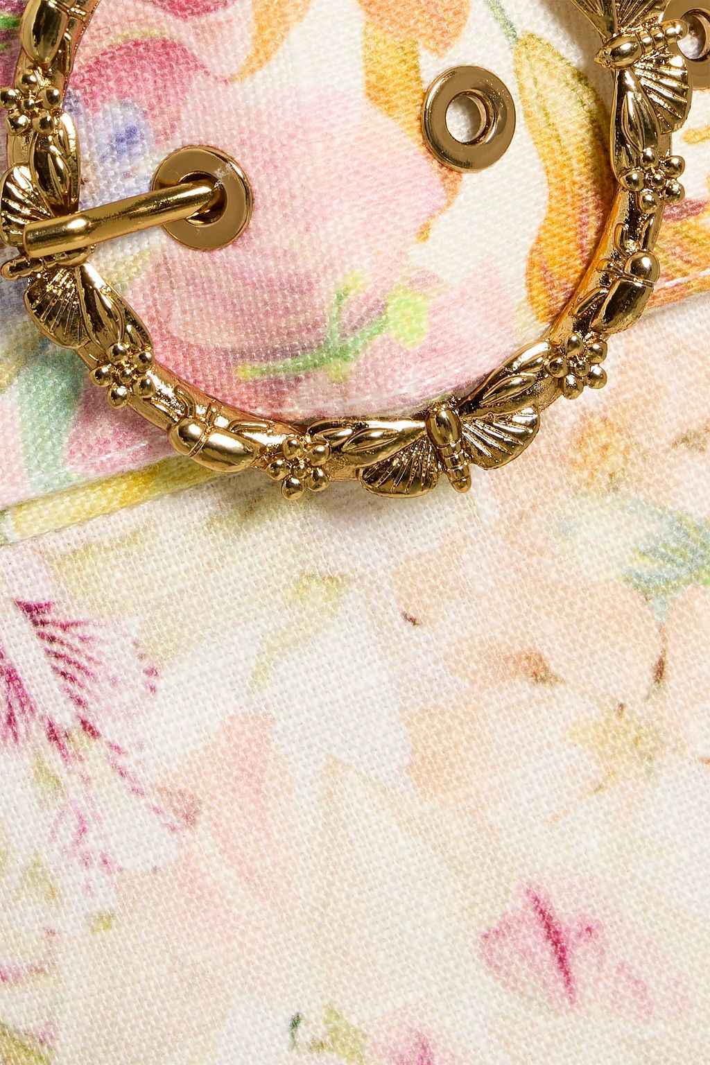 ZIMMERMANN Belted floral-print linen mini skirt