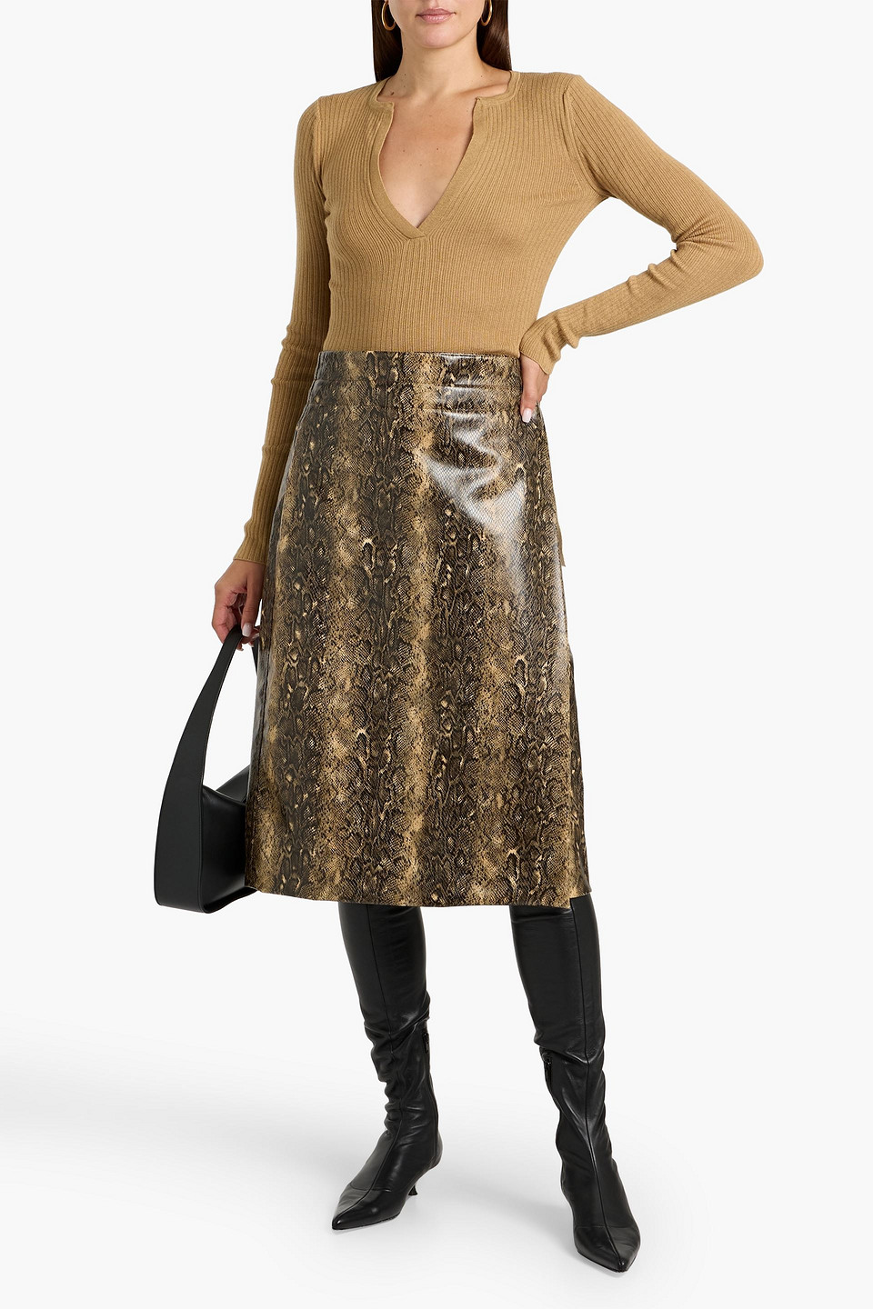 Max Mara Trikot Ribbed Silk And Cashmere-blend Sweater In Brown