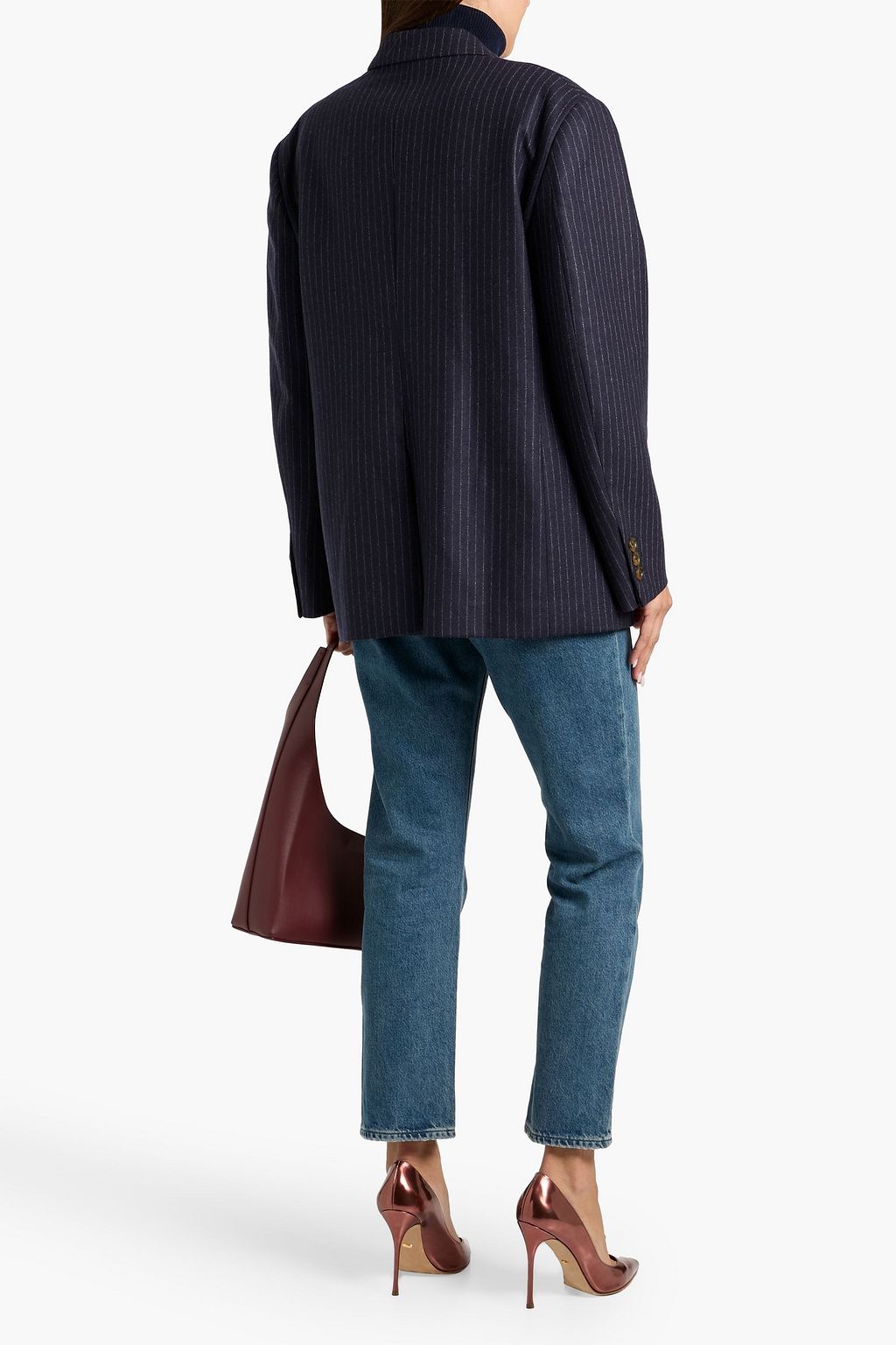 BLAZÉ MILANO Double-breasted pinstriped wool and cashmere-blend blazer