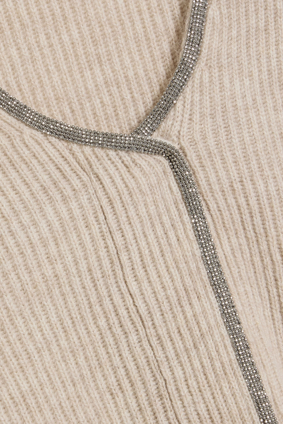 Brunello Cucinelli Bead-embellished Cashmere Sweater In Brown