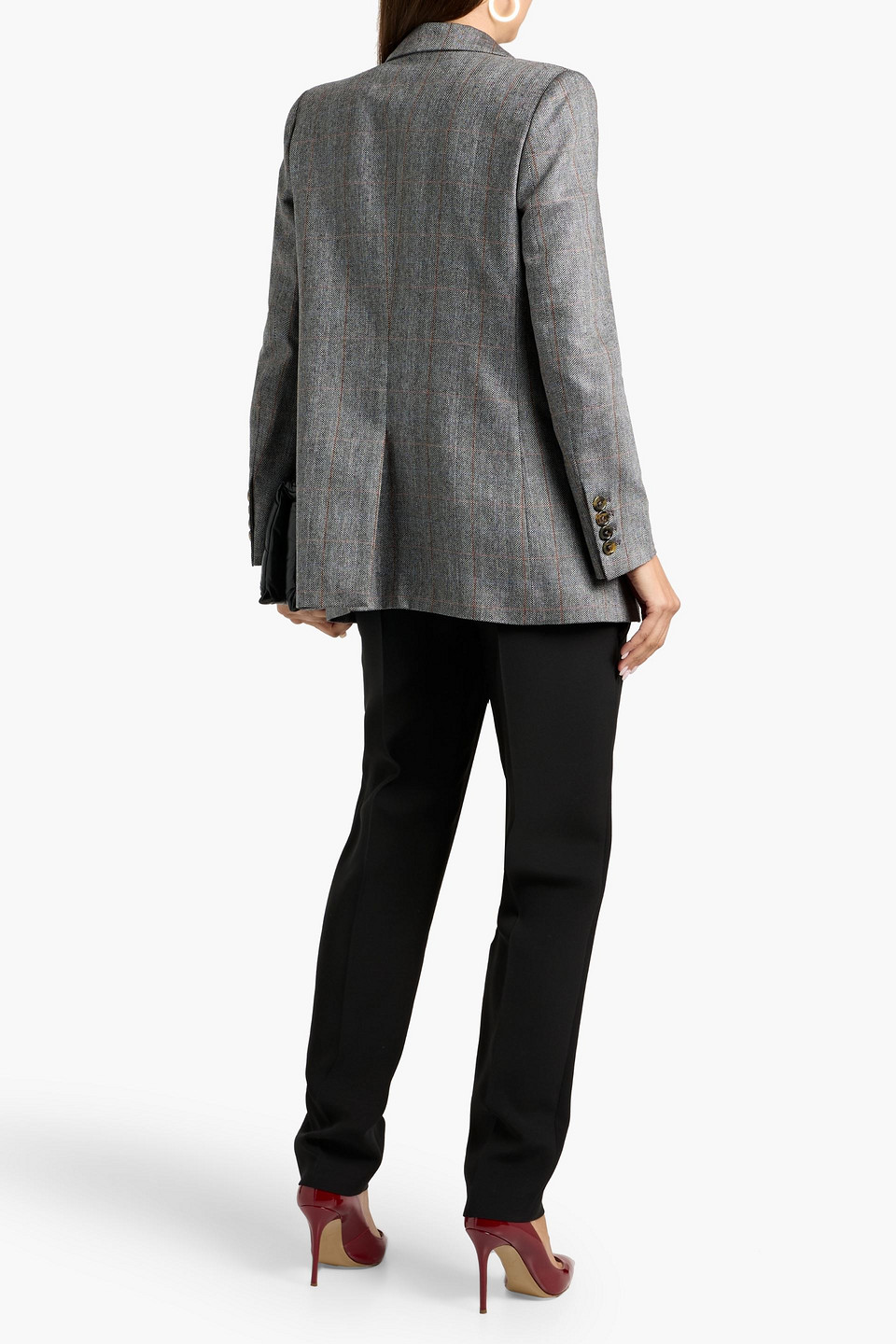 Blazé Milano Shenandoah Double-breasted Prince Of Wales Checked Silk Blazer In Black