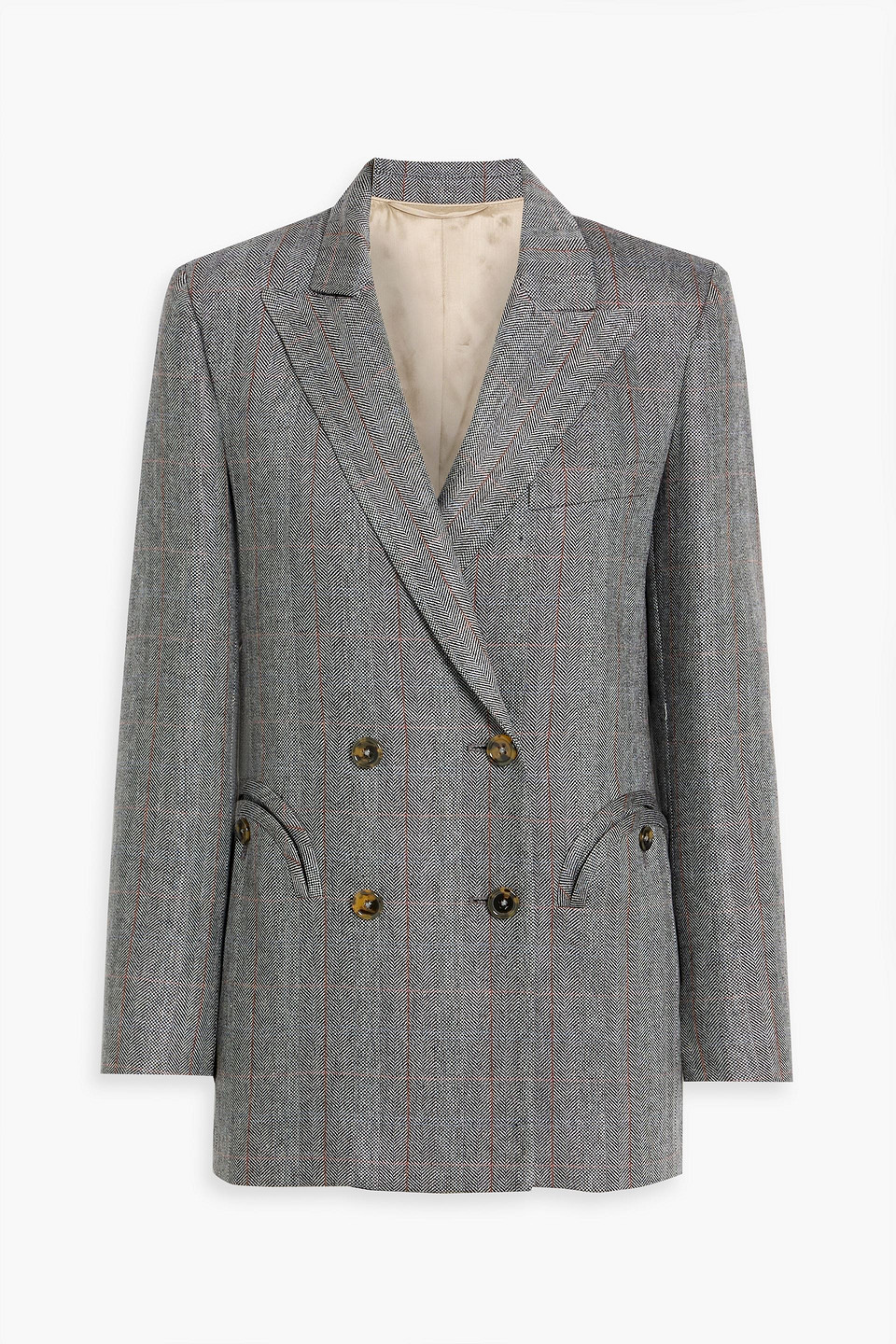 Blazé Milano Shenandoah Double-breasted Prince Of Wales Checked Silk Blazer In Black