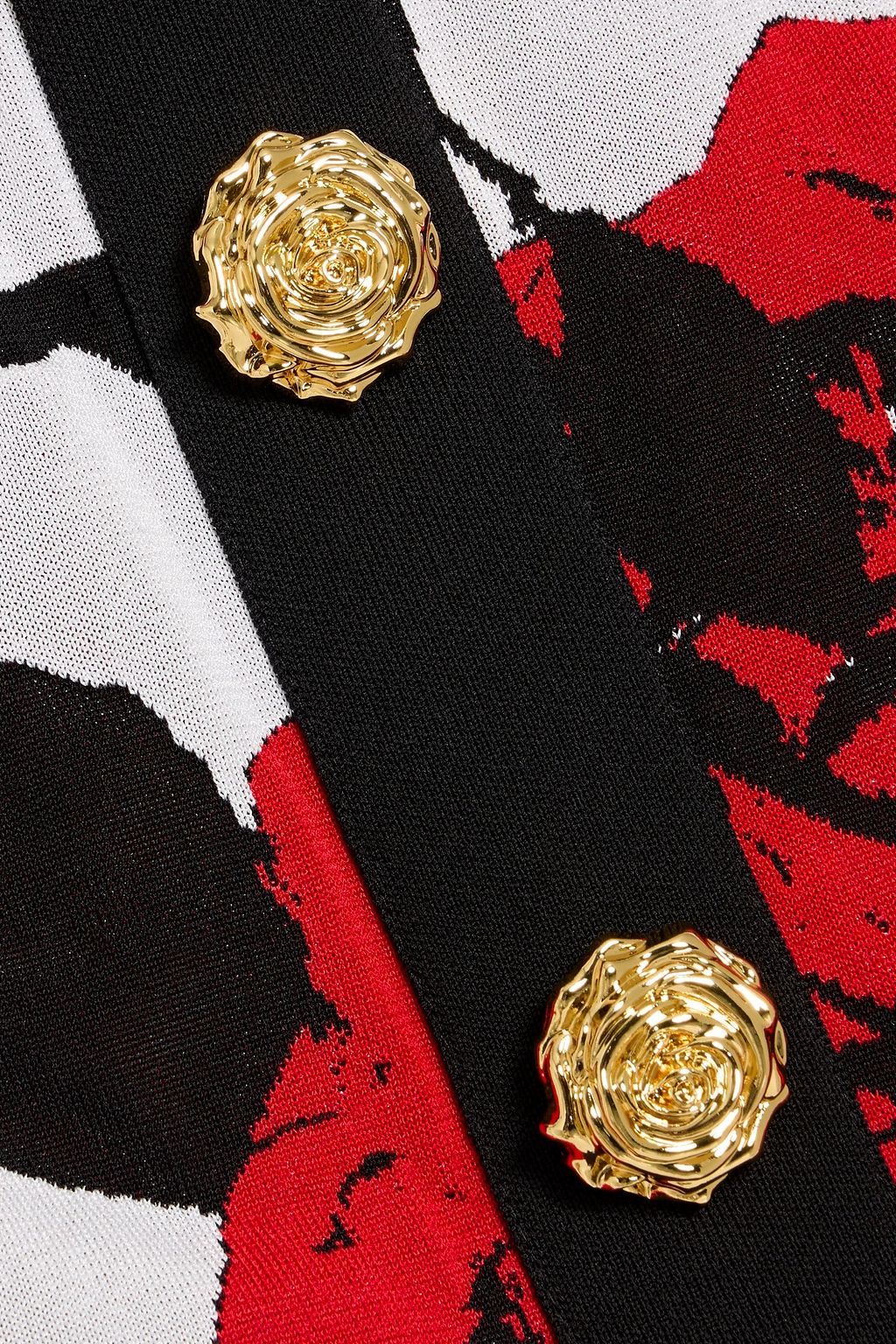BALMAIN Cropped floral jacquard-knit halterneck top
