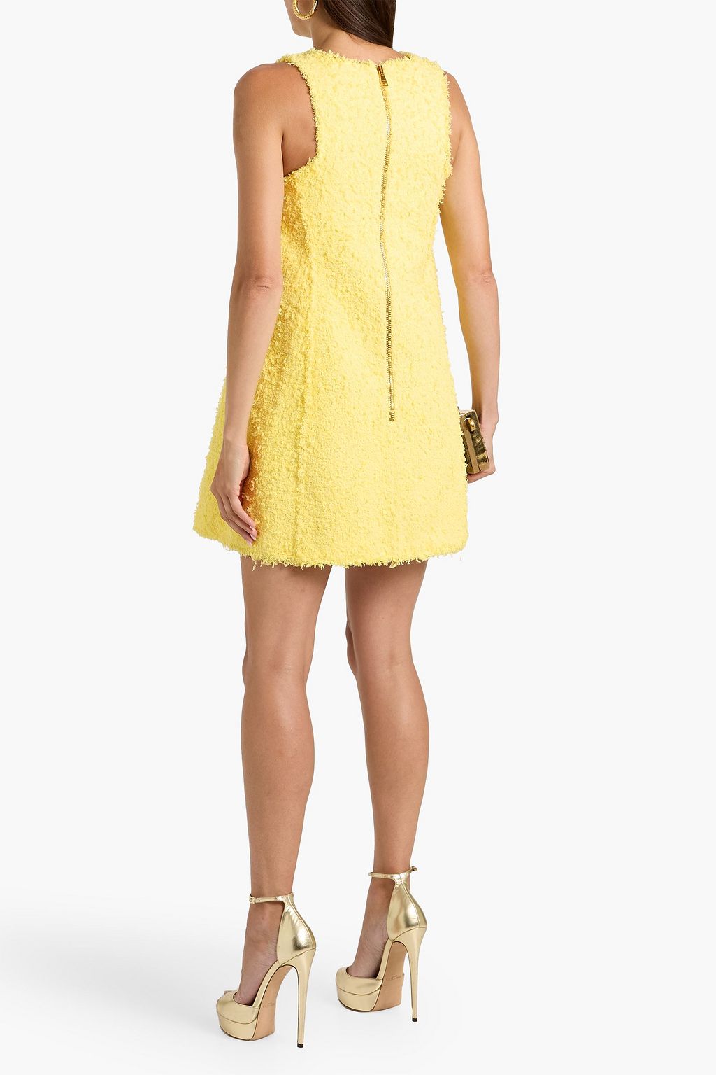 BALMAIN Frayed tweed mini dress