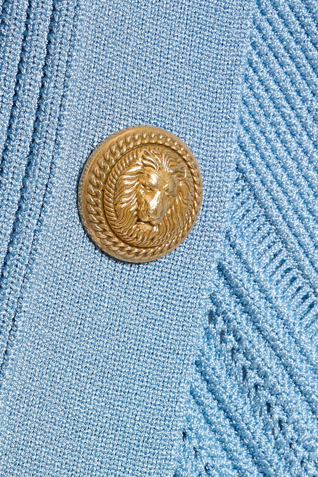 BALMAIN Button-embellished ribbed pointelle-knit cardigan