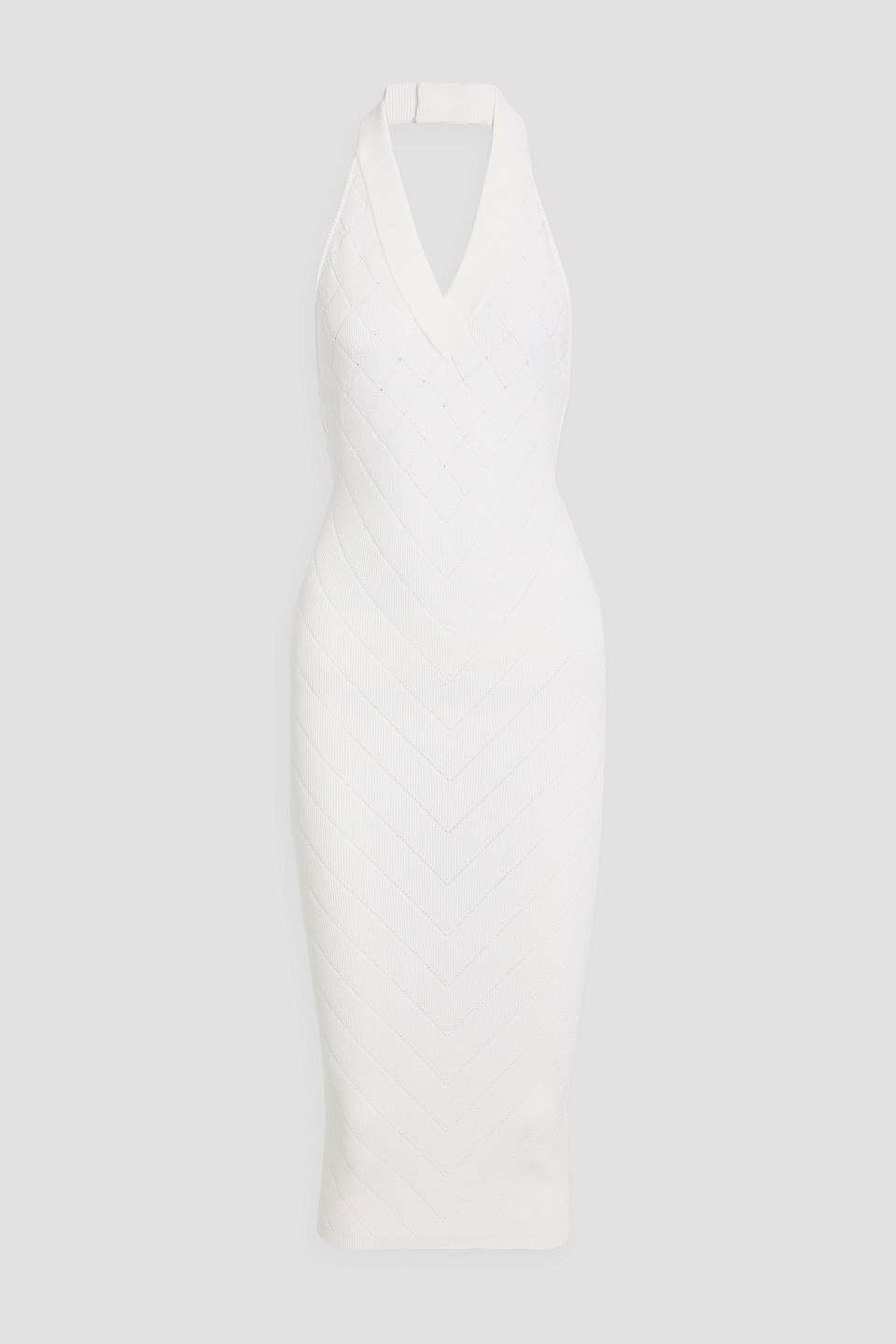 Balmain Jacquard-knit Halterneck Midi Dress In White