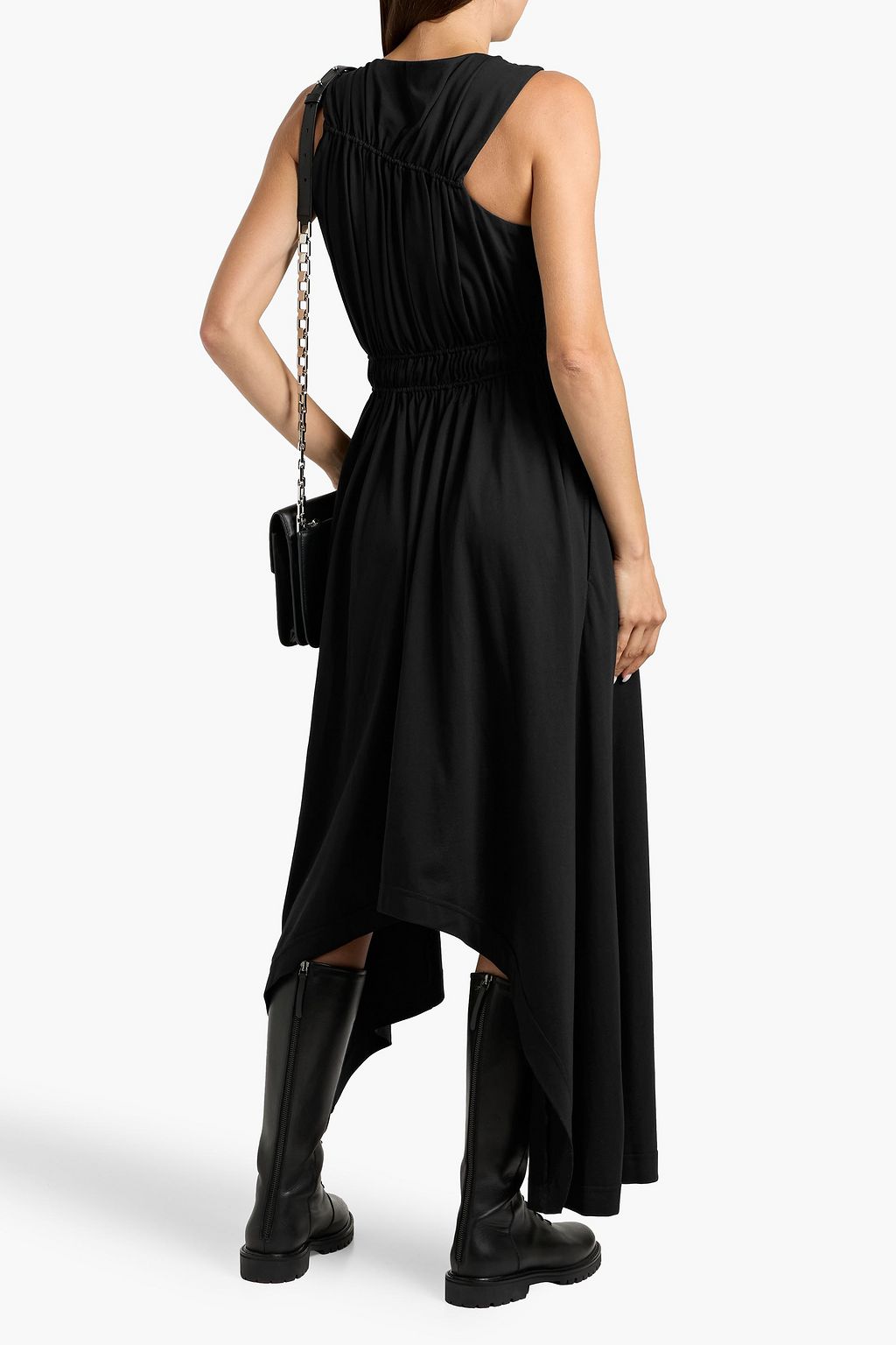 MCQUEEN Asymmetric cotton-jersey maxi dress