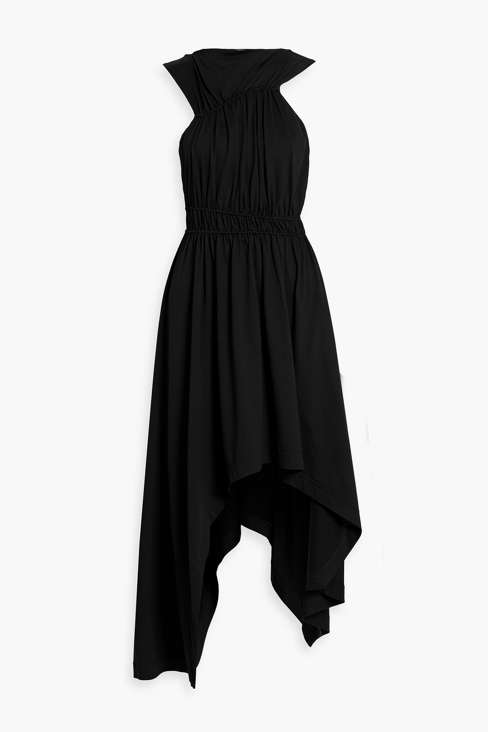 Alexander Mcqueen Asymmetric Cotton-jersey Maxi Dress In Black