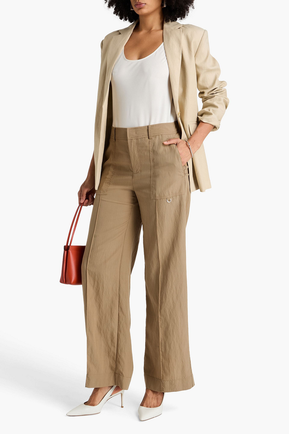 Vince Tencel™-blend Wide-leg Pants In Brown