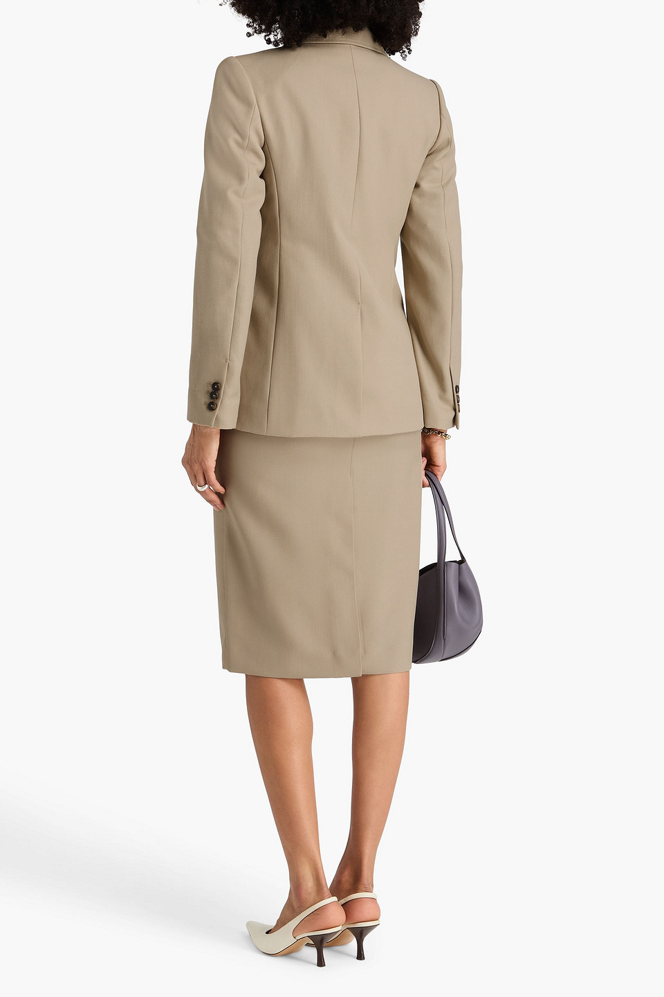 Vince Double-breasted Canvas Blazer In Brown