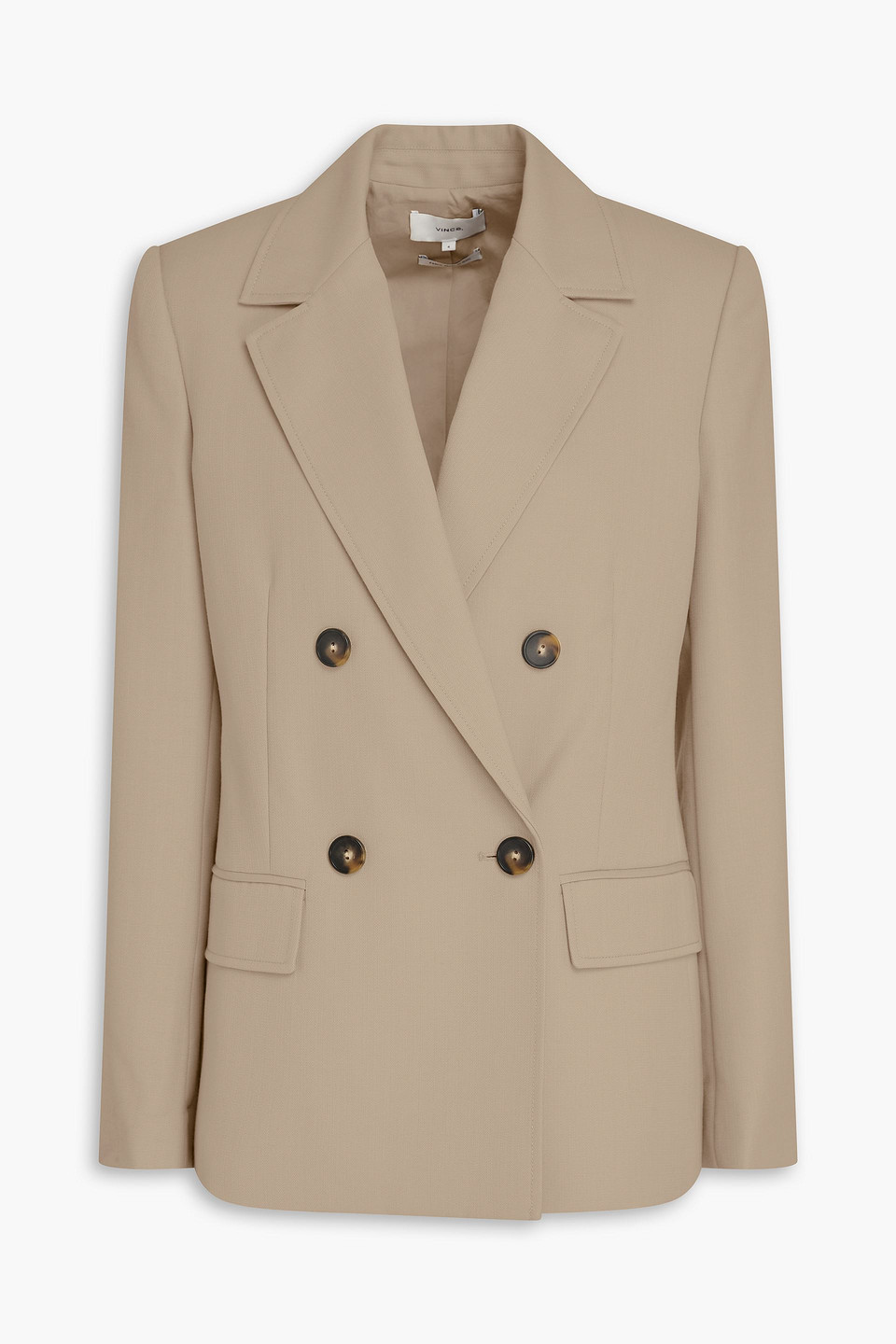 Vince Double-breasted Canvas Blazer In Brown