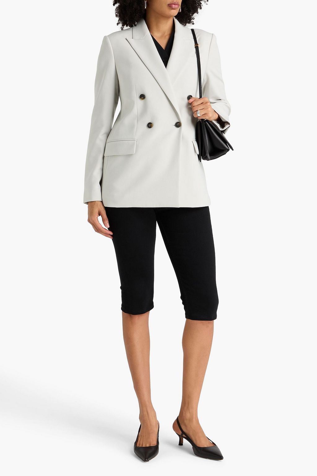 VINCE. Double-breasted piqué blazer