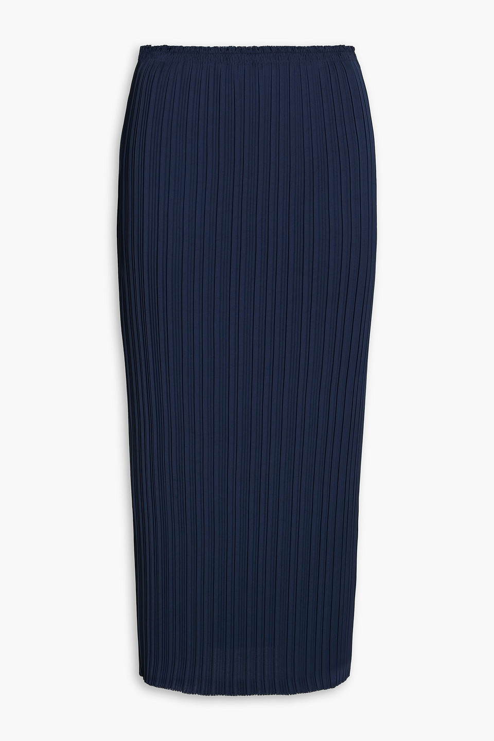 Vince Plissé-satin Midi Pencil Skirt In Blue