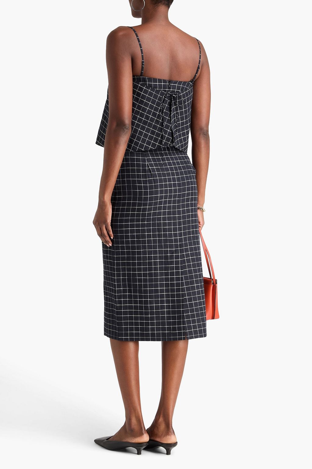 VINCE. Checked woven pencil skirt