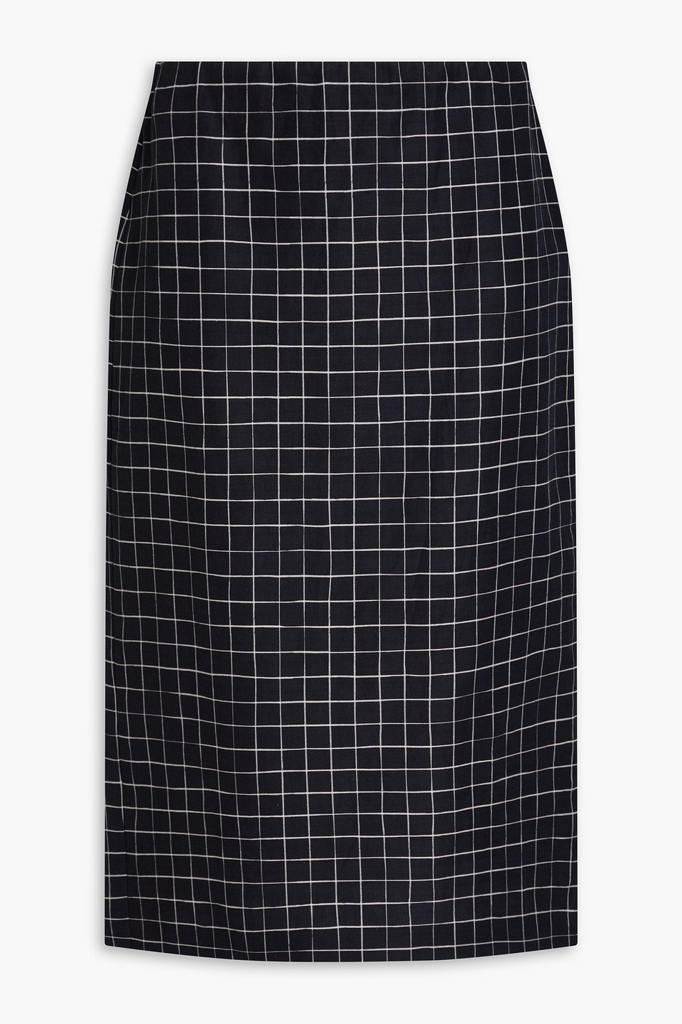 Vince Checked Woven Pencil Skirt In Black