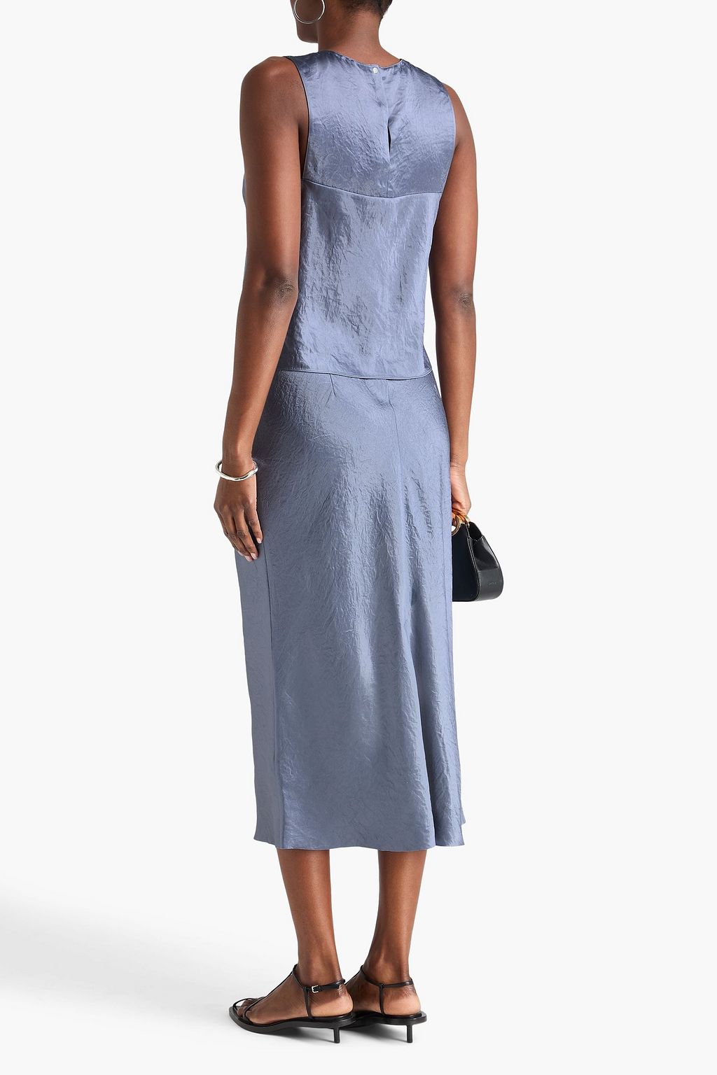 VINCE. Crinkled-satin midi skirt