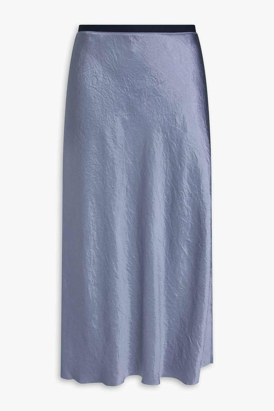 Vince Crinkled-satin Midi Skirt In Blue