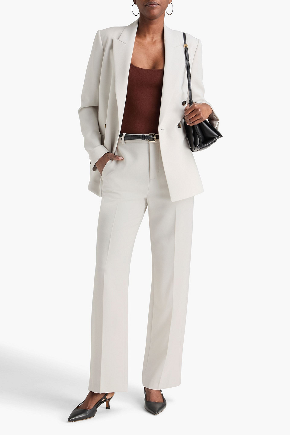 Vince Piqué Straight-leg Pants In White