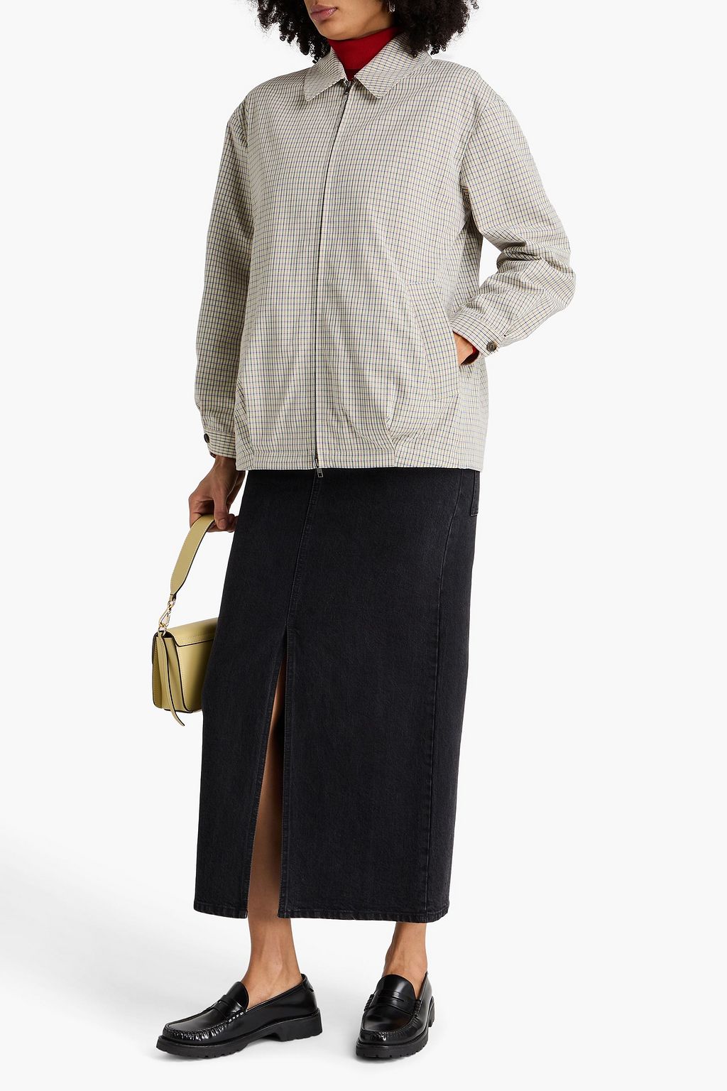 VINCE. Gingham cotton-blend twill jacket