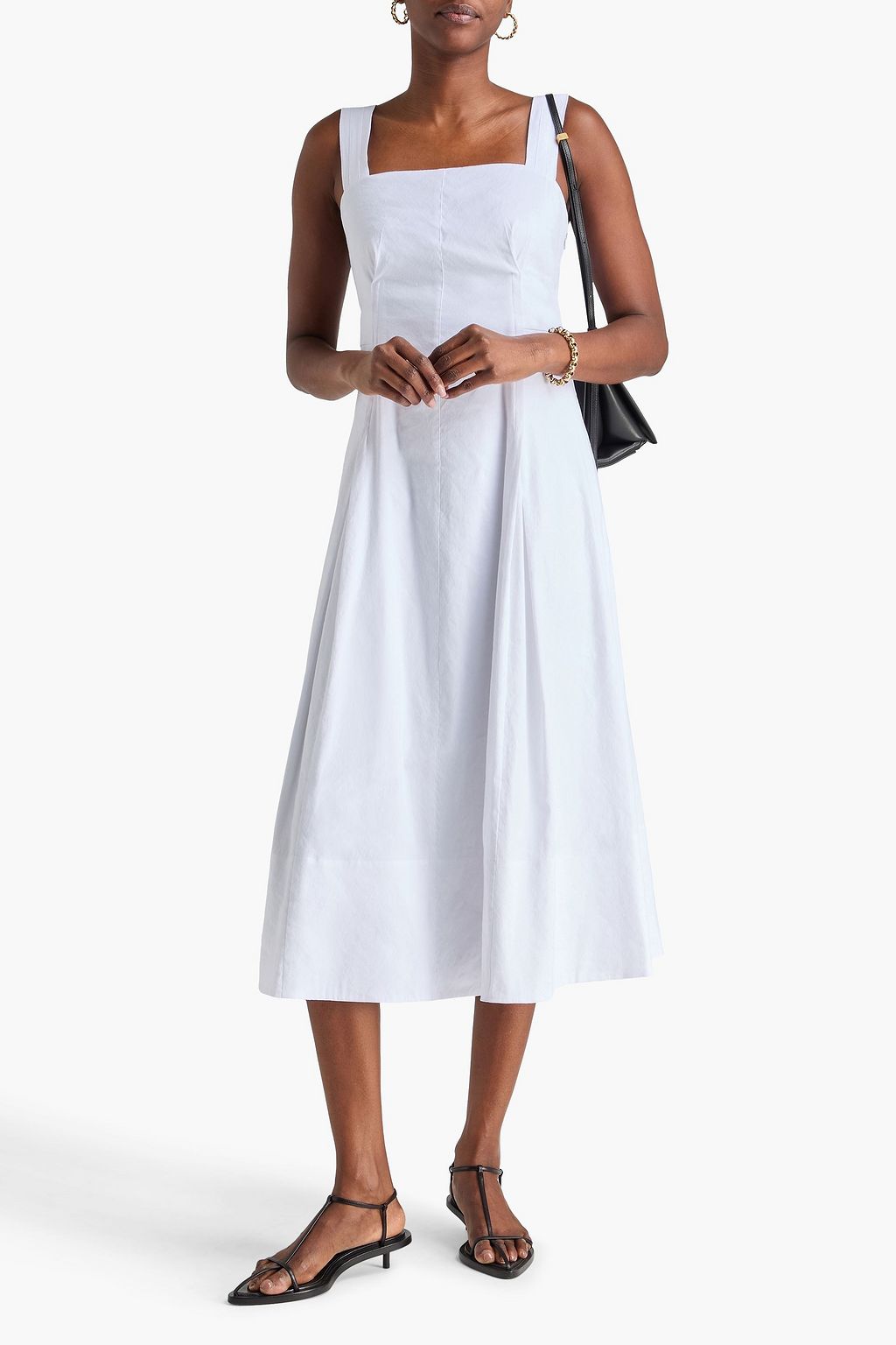 vince pleated midi dress Pleated linen-blend midi dress - leaf green
